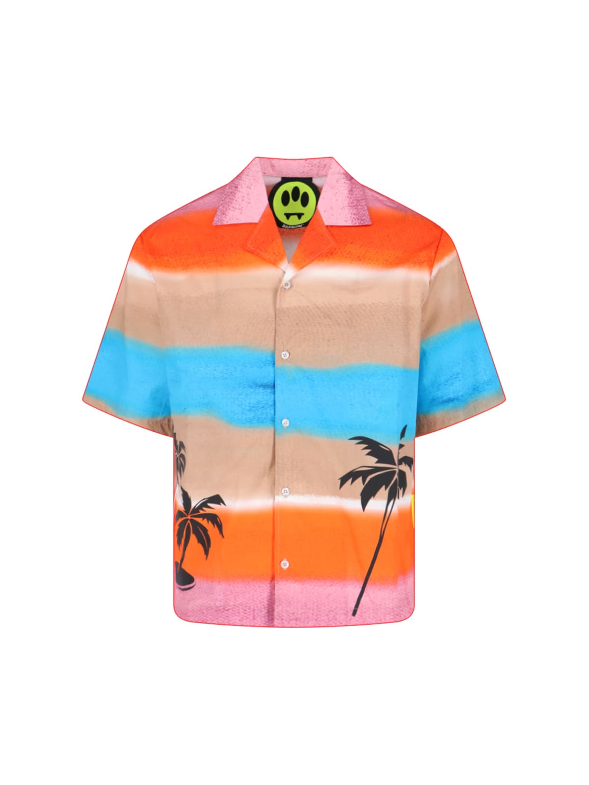 Barrow Multicoloured Bowling Shirt With Logo And Palm Trees In Multicolor
