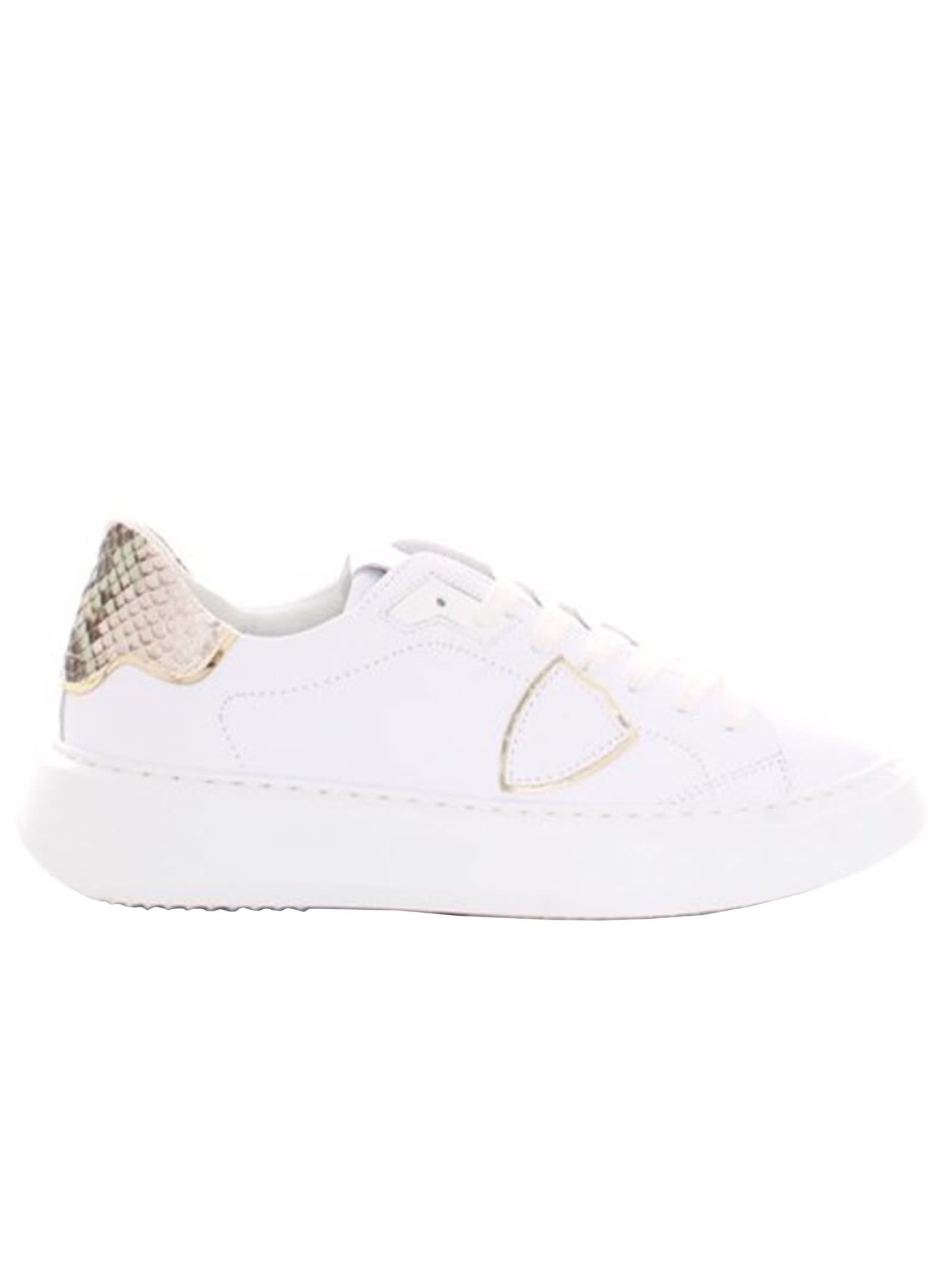Philippe Model White/phyton Leather Sneakers