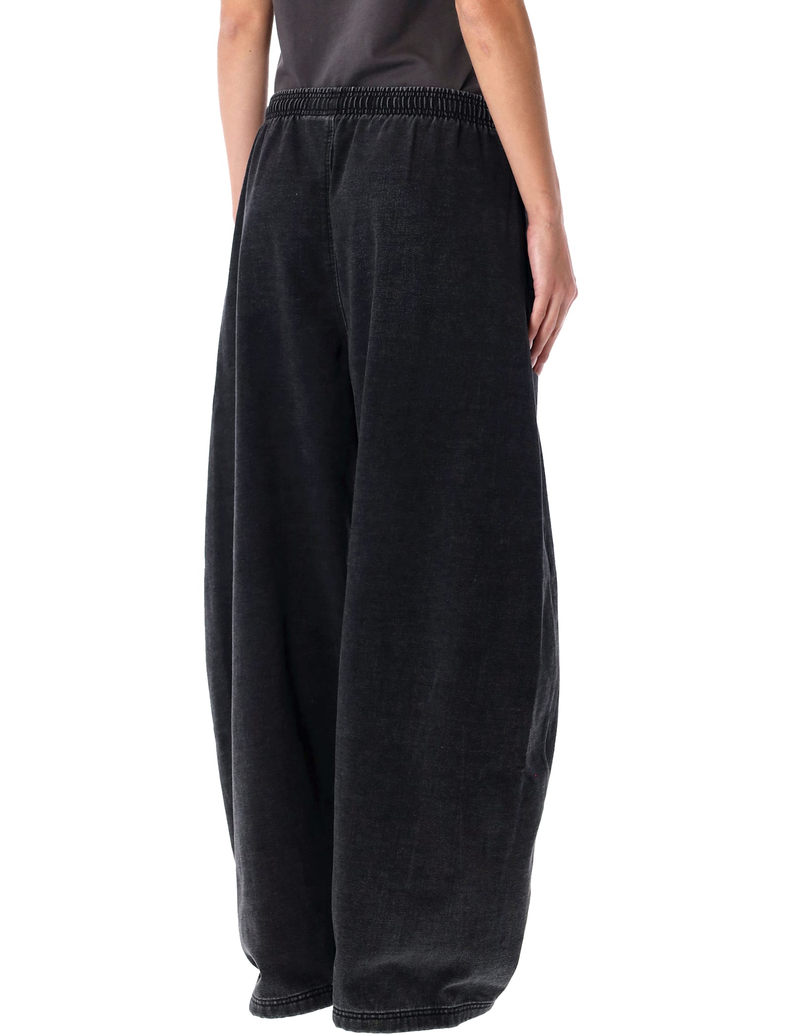 Alexander Wang Wide-leg Black Denim Sweatpants In Black