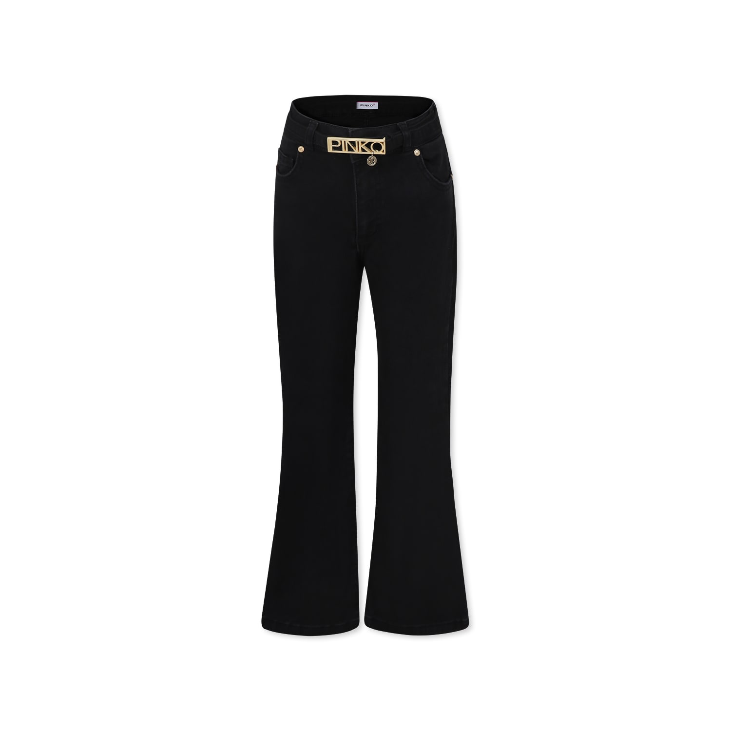 Pinko Black Jeans For Girl With Logo In Black