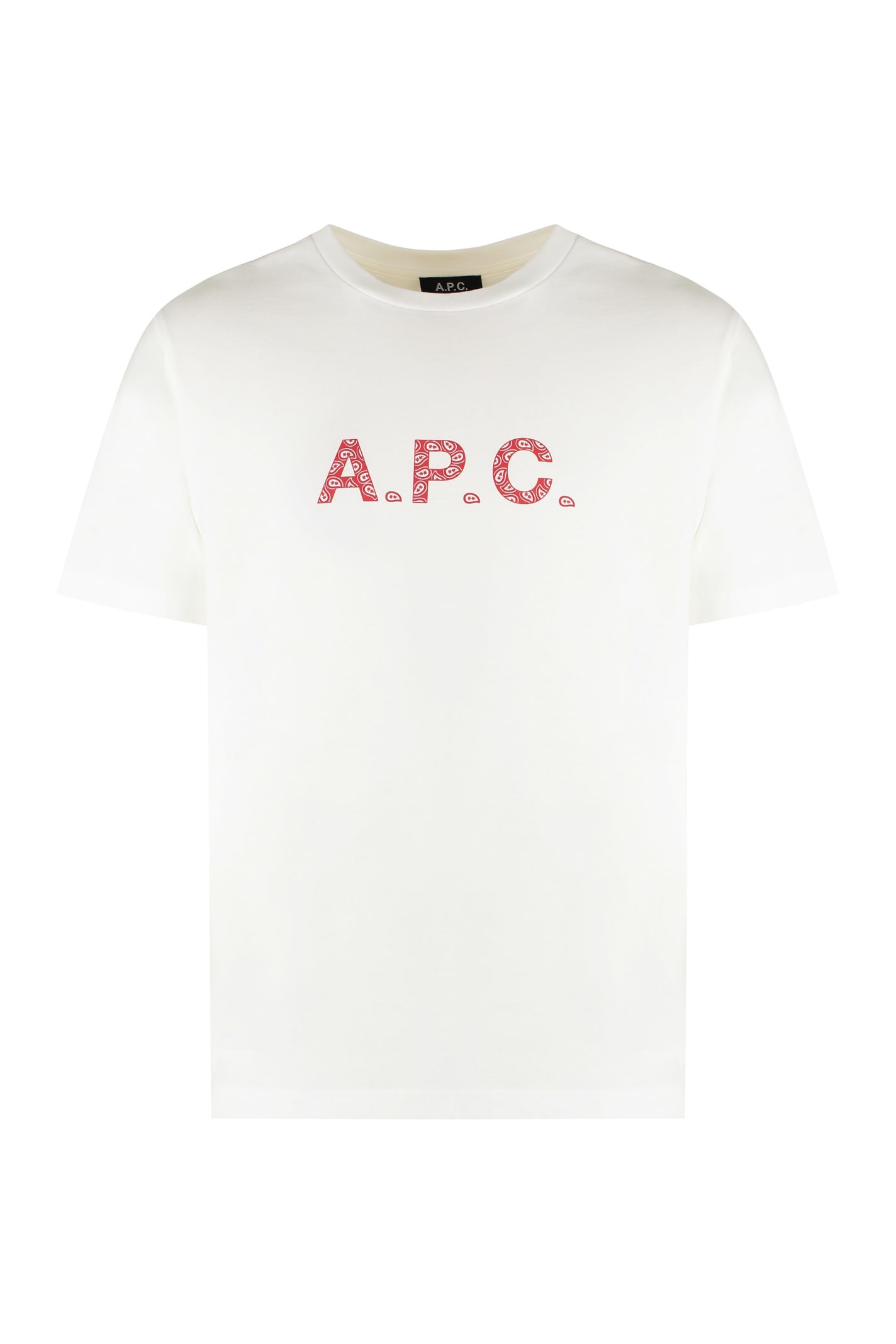 Apc James Logo Cotton T-shirt In Blanc/rouge
