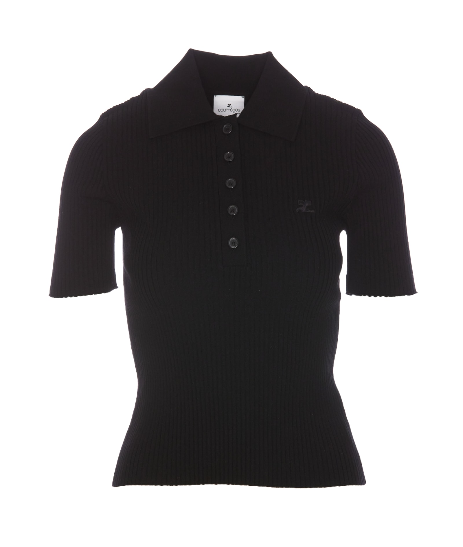 Shop Courrèges Signature Polo In Black