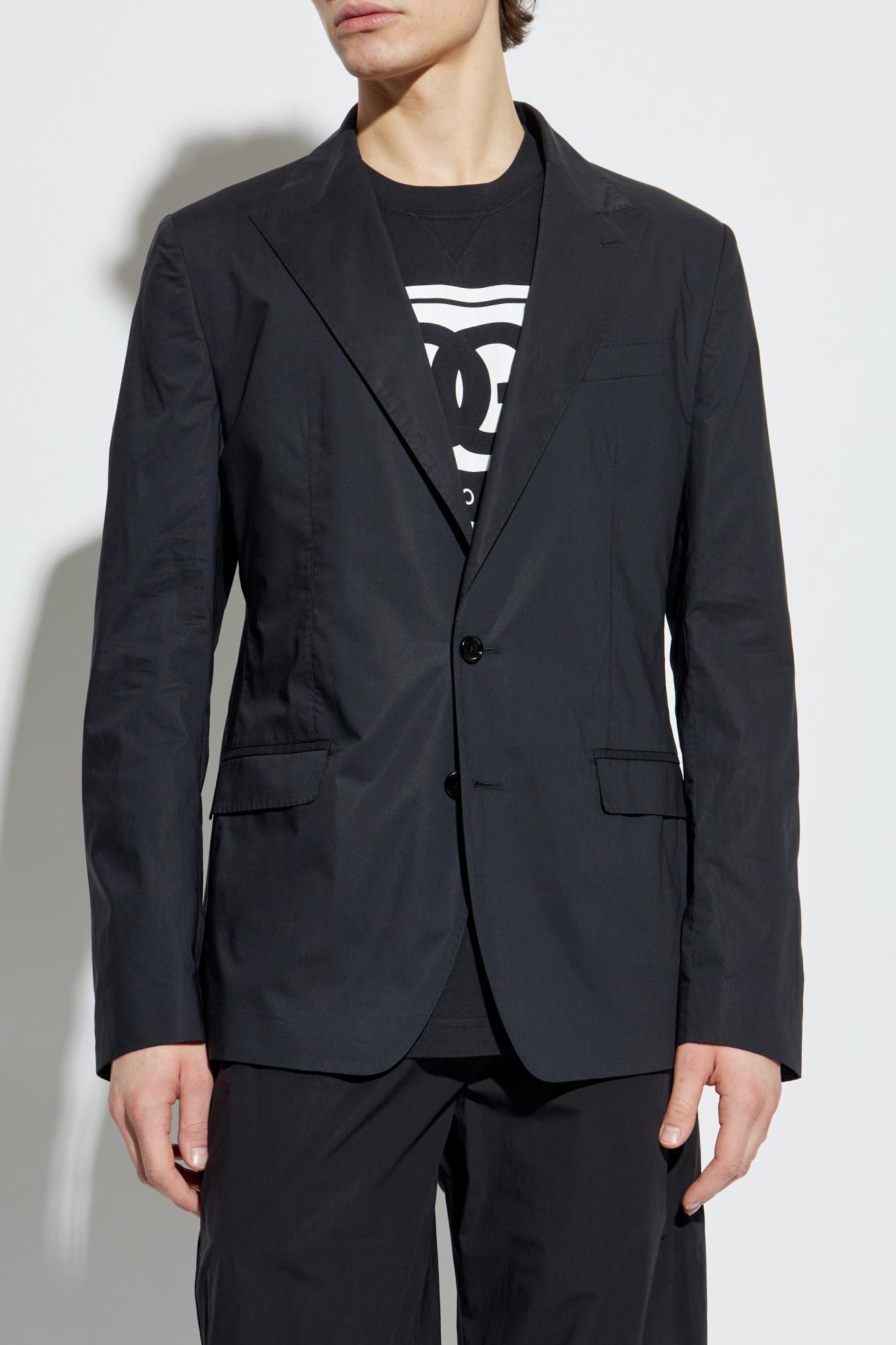 Dolce & Gabbana Cotton Blazer With Single Vent In Nero