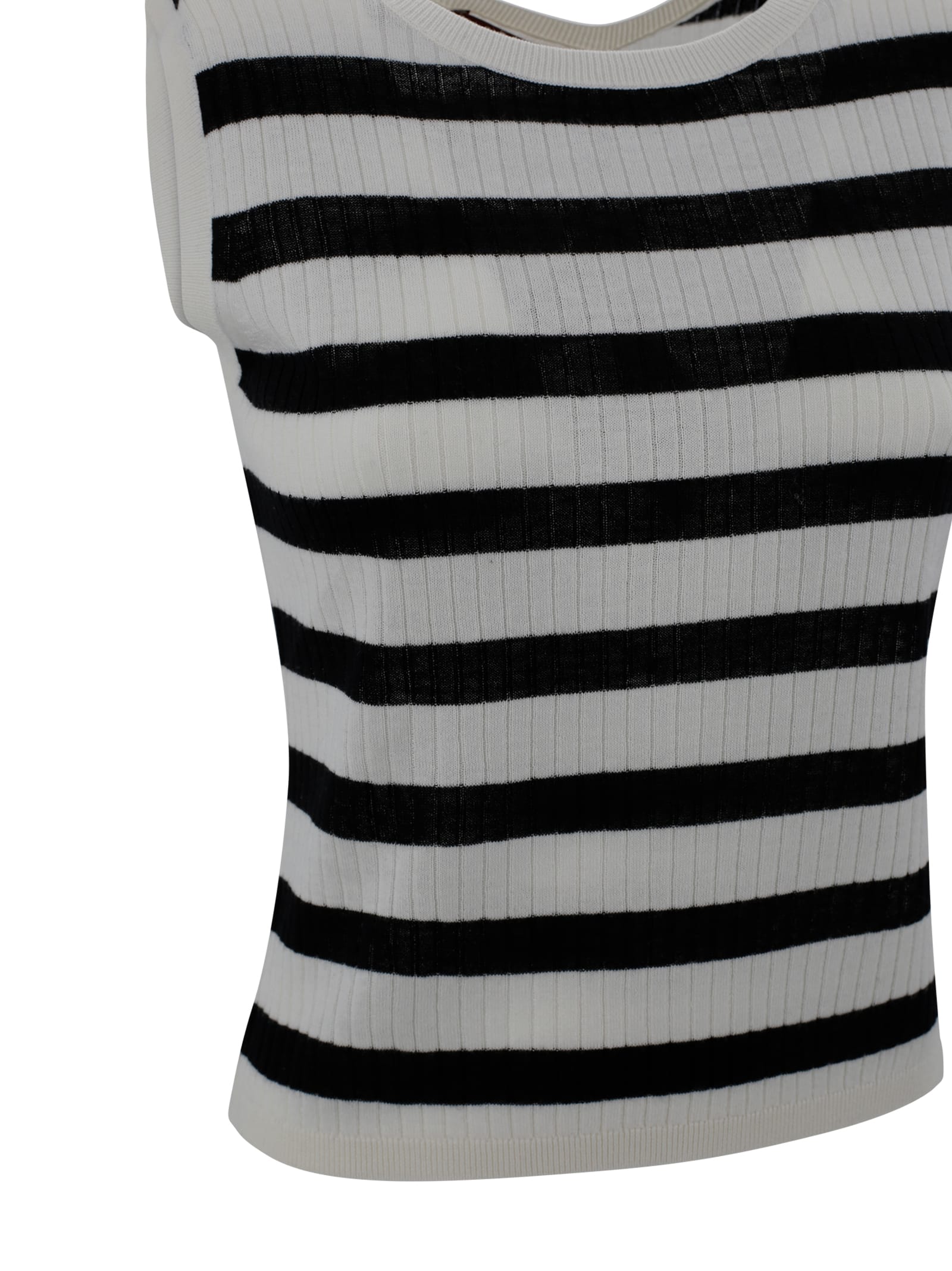 Shop Max Mara Ribbed Wool And Silk Top In Fantasia