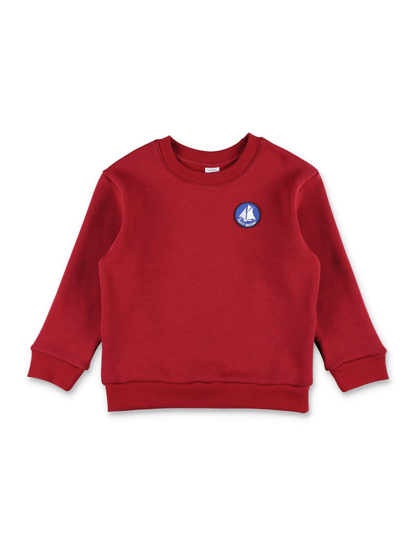 Petit Bateau Logo-patch Long-sleeved Sweatshirt In Burgundy