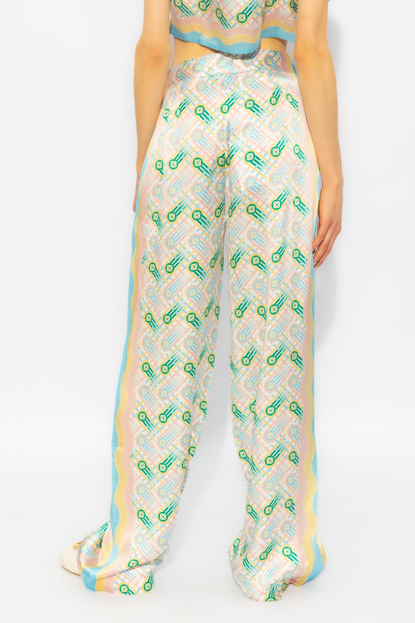 Shop Casablanca Monogram Trousers In Ping Pong Print