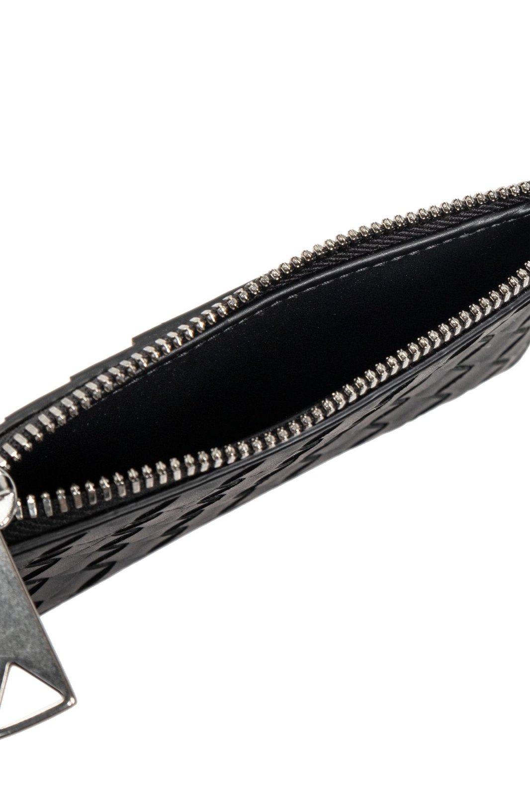 Bottega Veneta Intreccio Zipped Wallet In Blacksilver