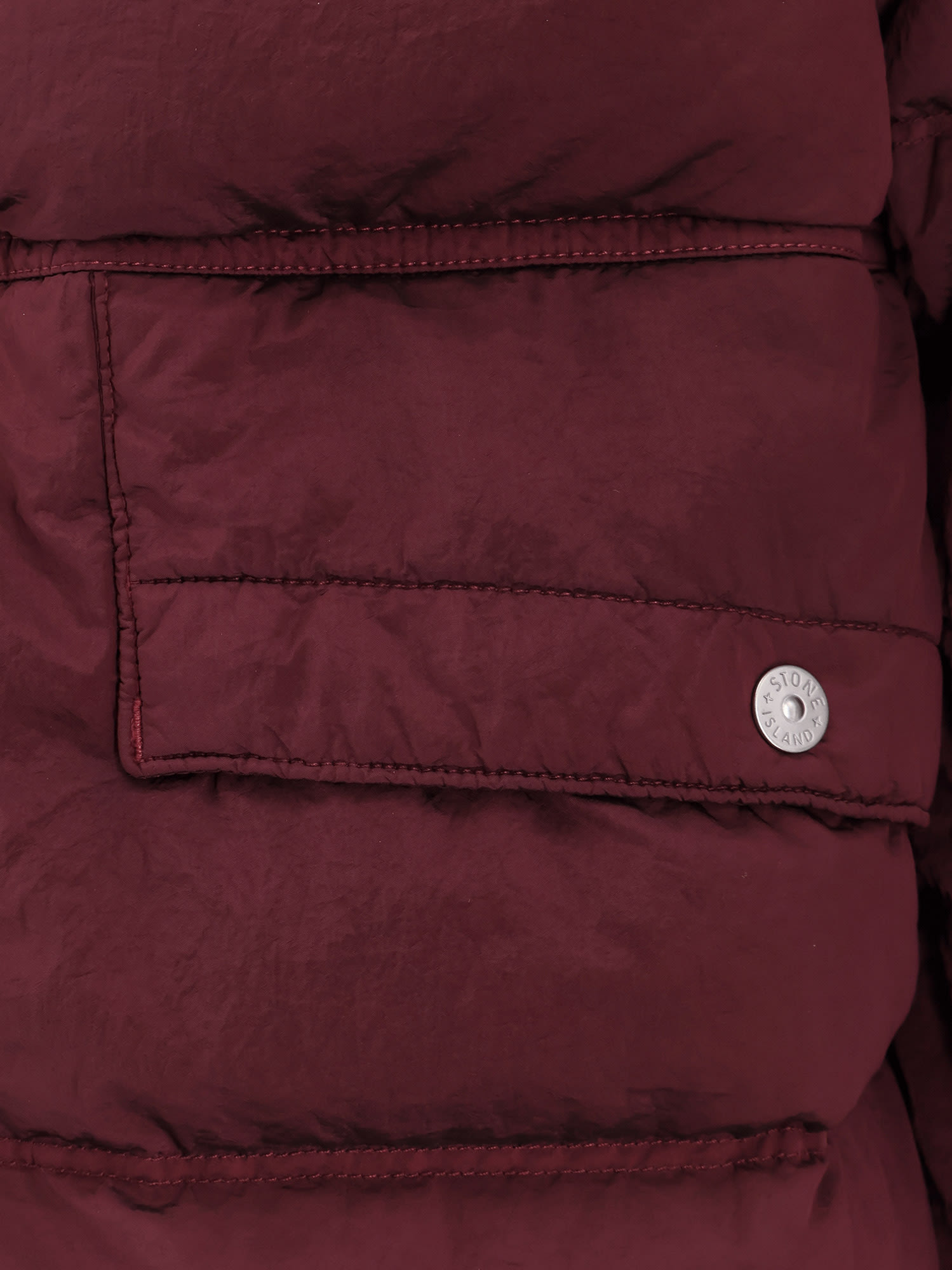 Stone Island Insulated Hooded Nylon Jacket In Burgundy