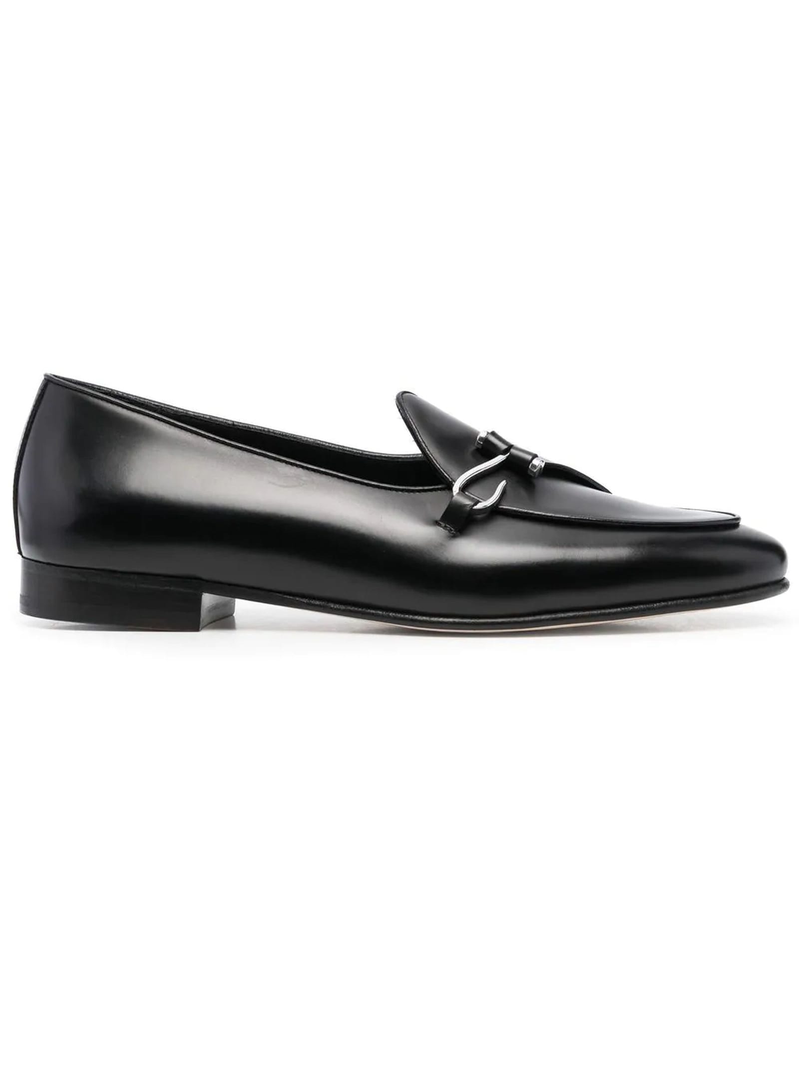 EDHEN MILANO BLACK LEATHER COMPORTA LOAFERS