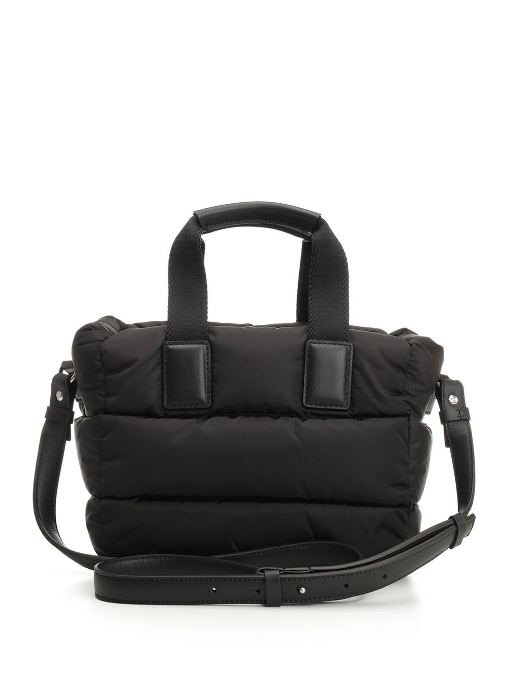 Moncler Borsa A Mano Caradoc Mini In Tessuto Nero Donna In Gray