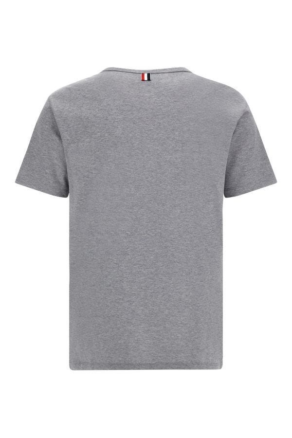 Thom Browne Short-sleeve Crew Neck T-shirt With Chest Pocket And Striped Trim Detail