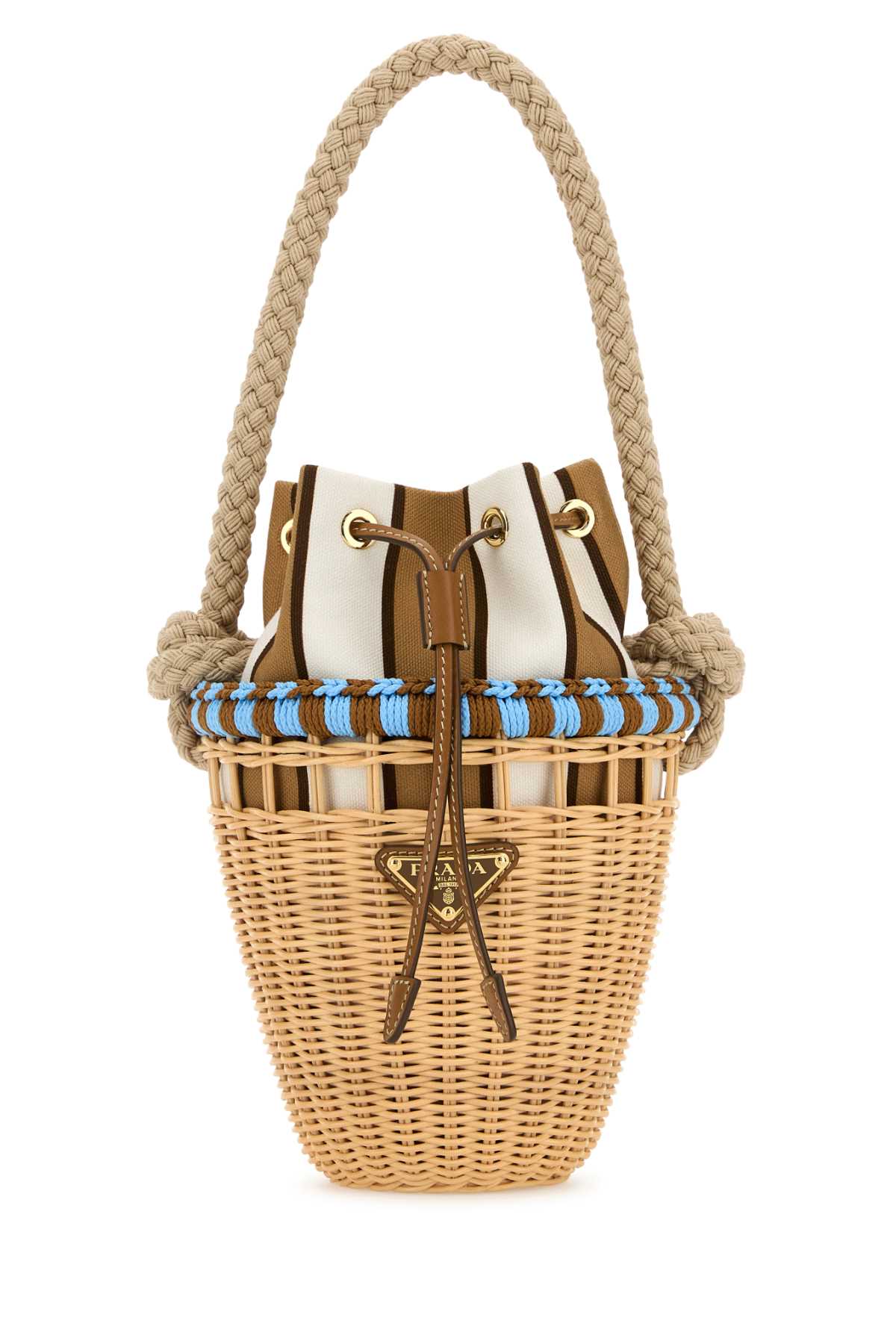 Prada Wicker Mini Bucket Bag