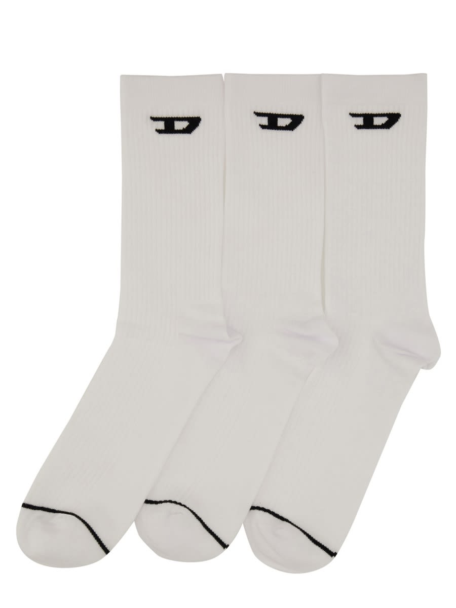 Diesel Set Of Three Socks In White