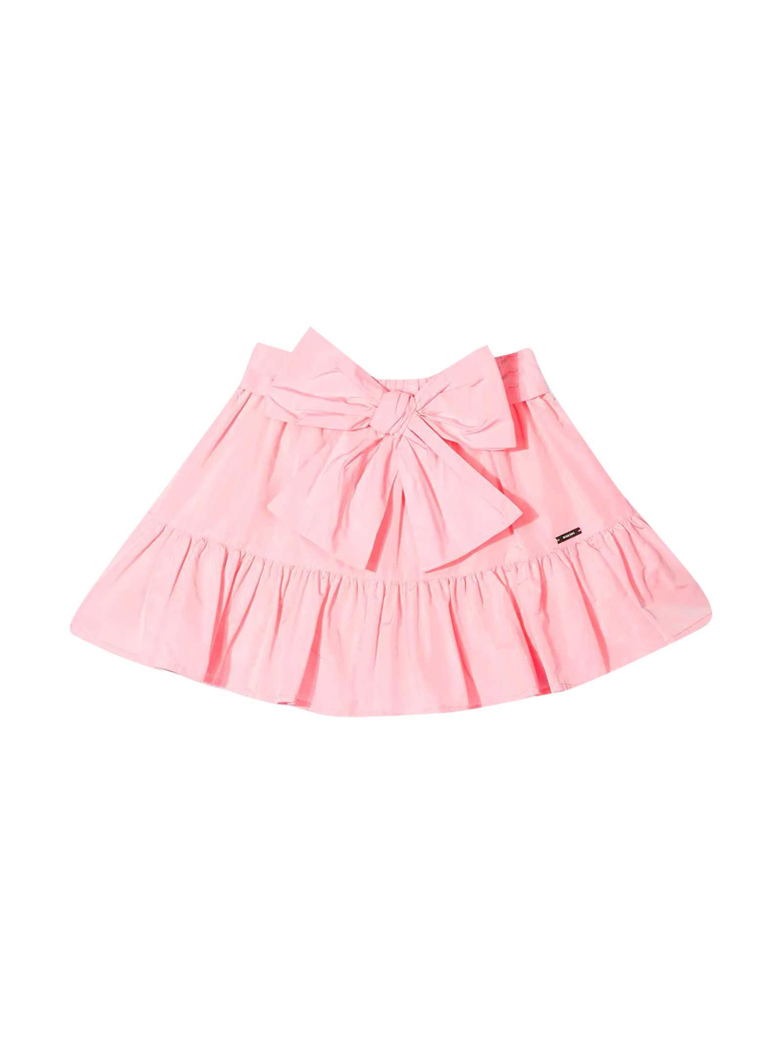 MSGM Pink Teen Skirt With Bow