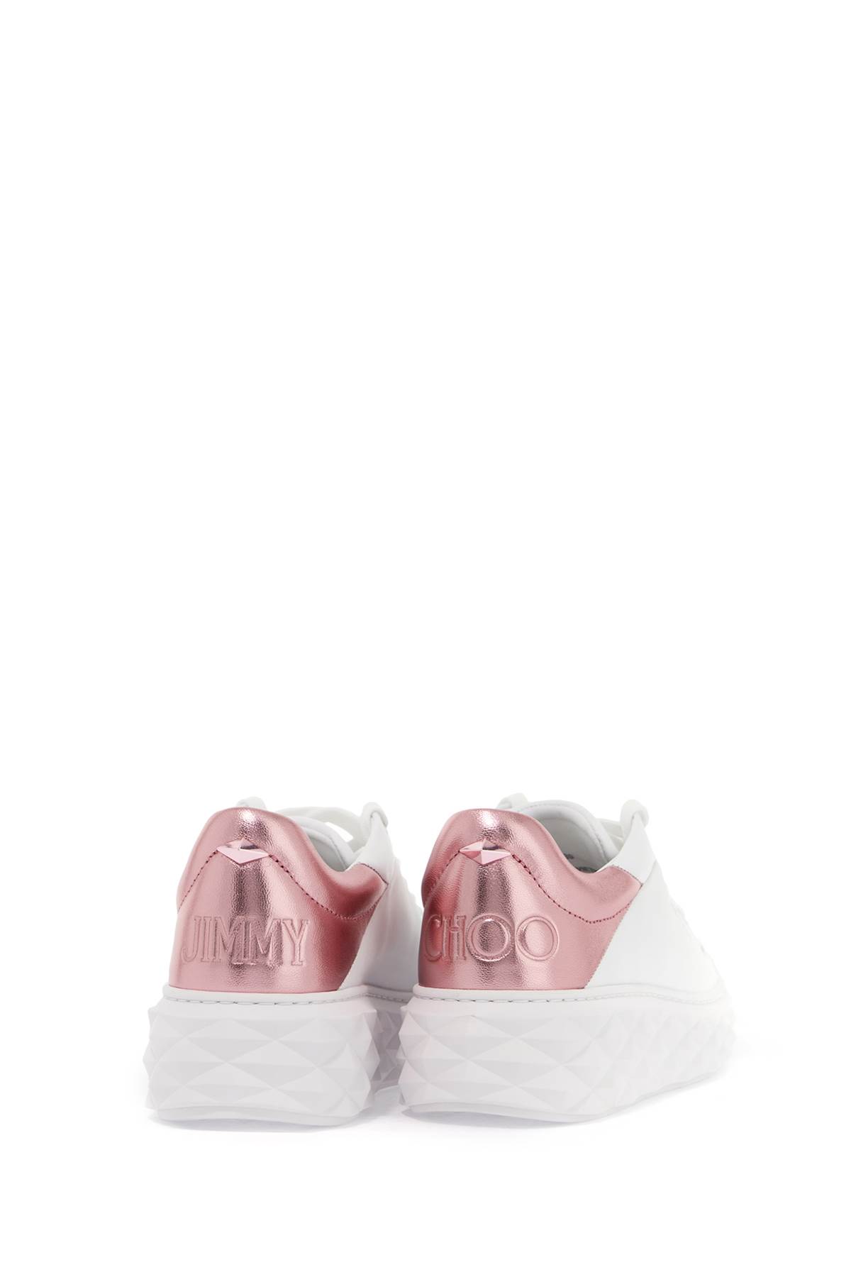 Shop Jimmy Choo Diamond Maxi/f Ii Sneakers In V White Pink Sherbet (white)