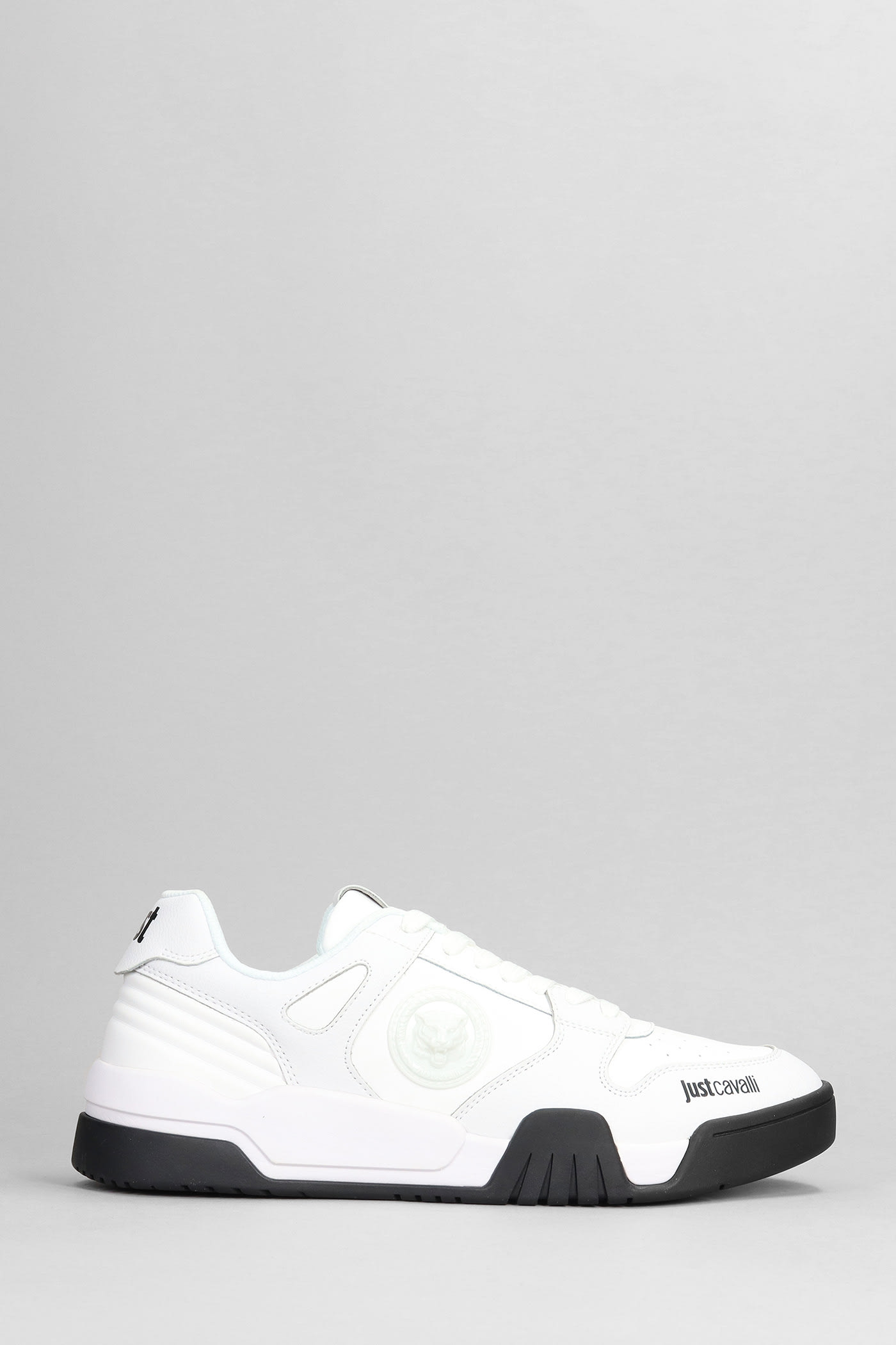 JUST CAVALLI SNEAKERS IN WHITE LEATHER