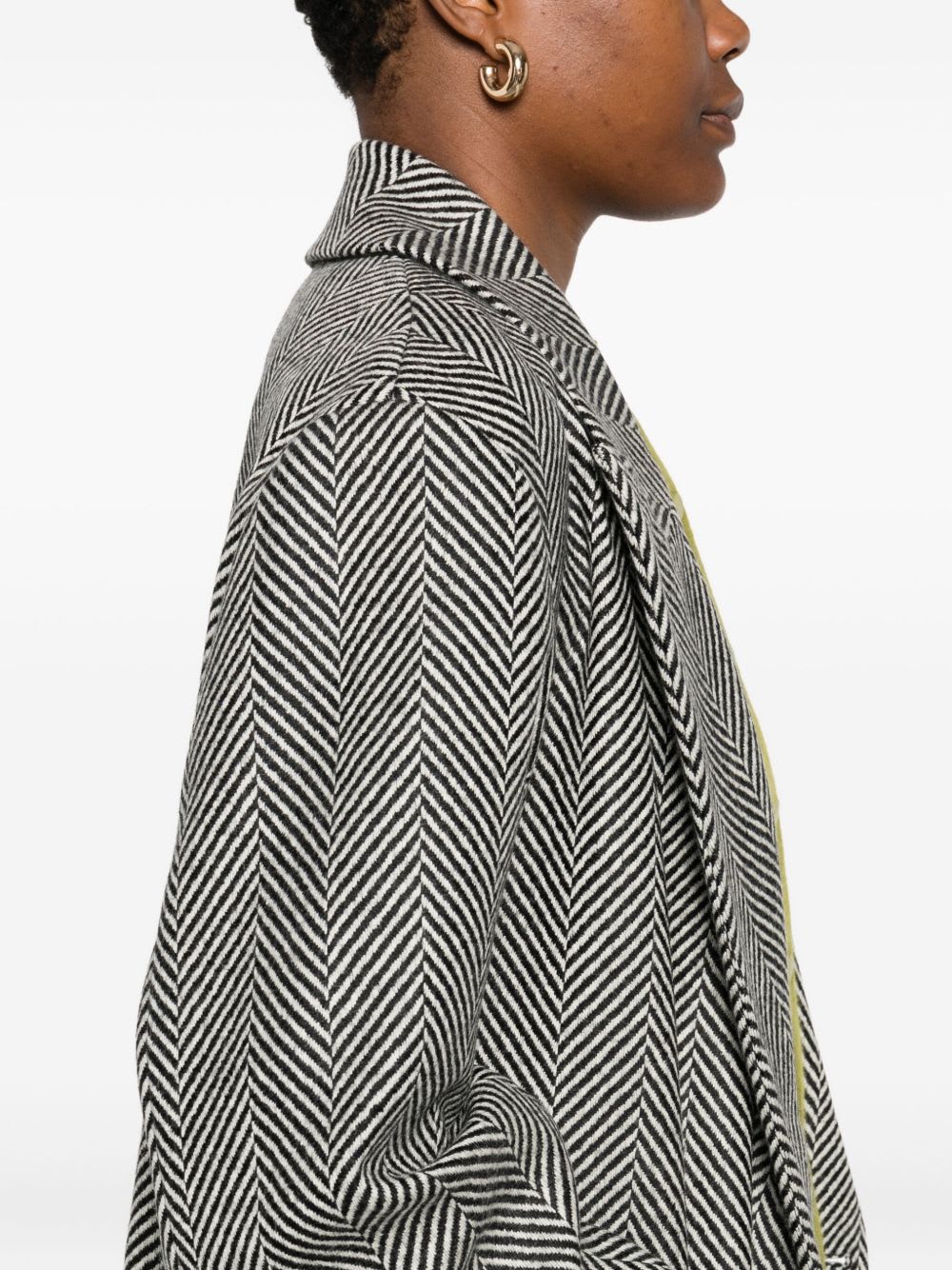 Forte Forte Herringbone Pattern Coat Flap Pockets In Gray