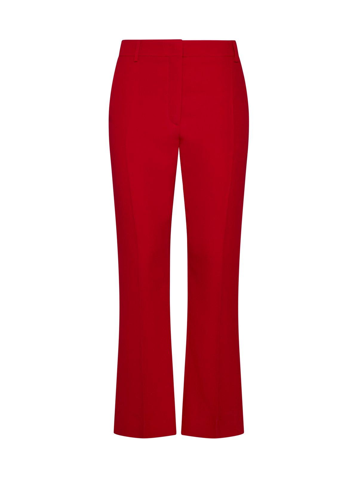 Shop Valentino High Waist Cropped Trousers In Red