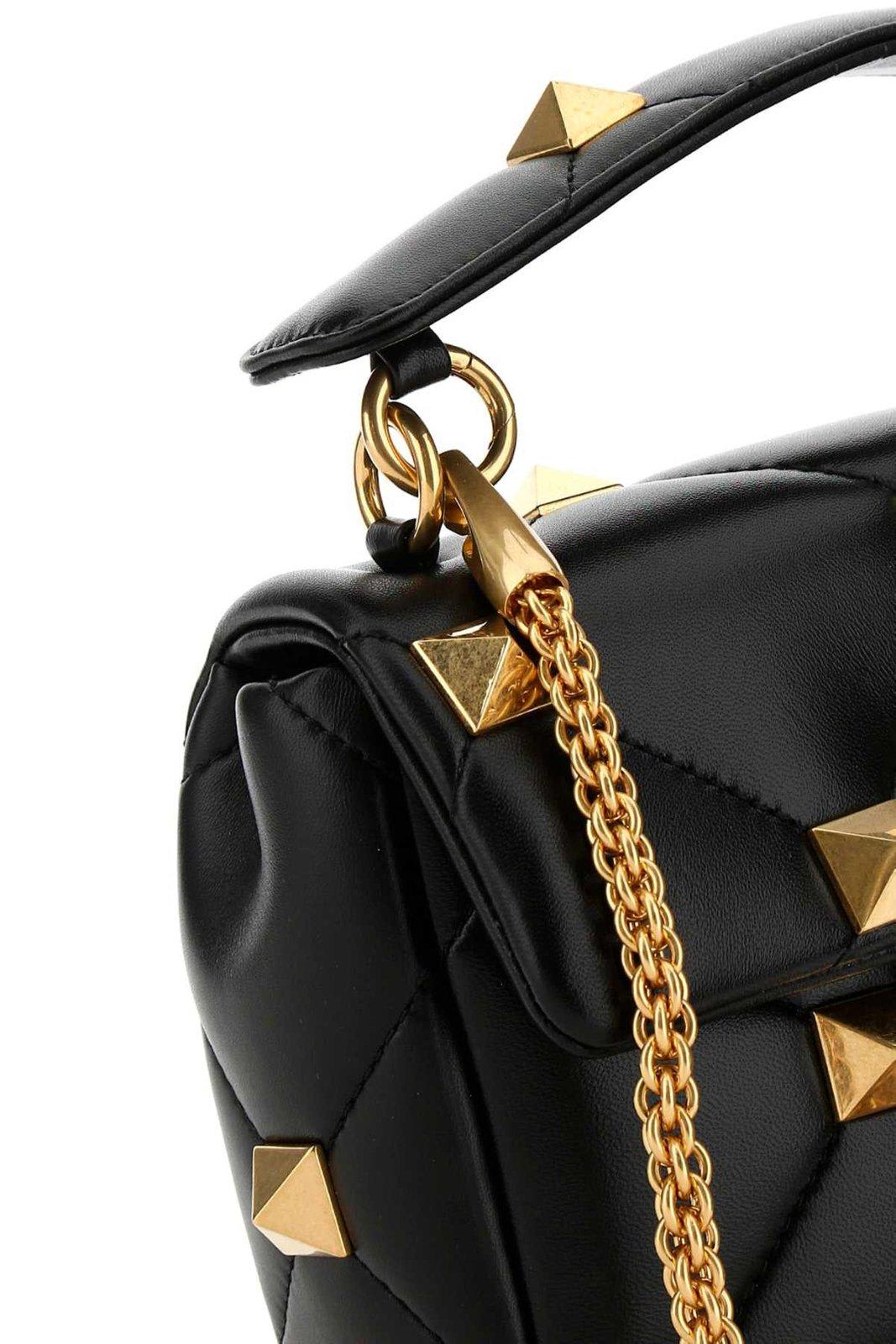 Shop Valentino Garavani Rockstud Foldover Top Shoulder Bag In Black
