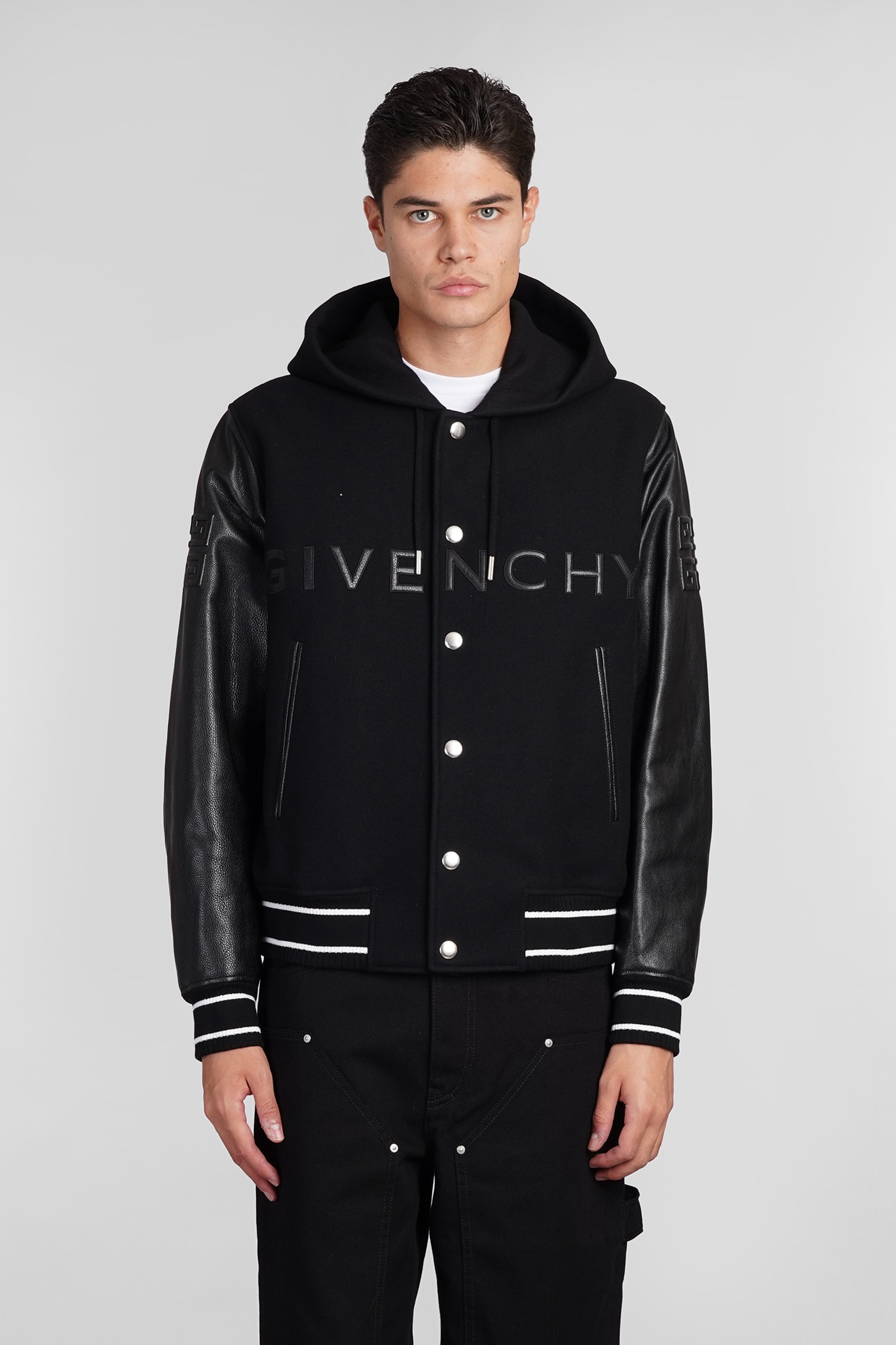 Shop Givenchy Bomber In Black Wool