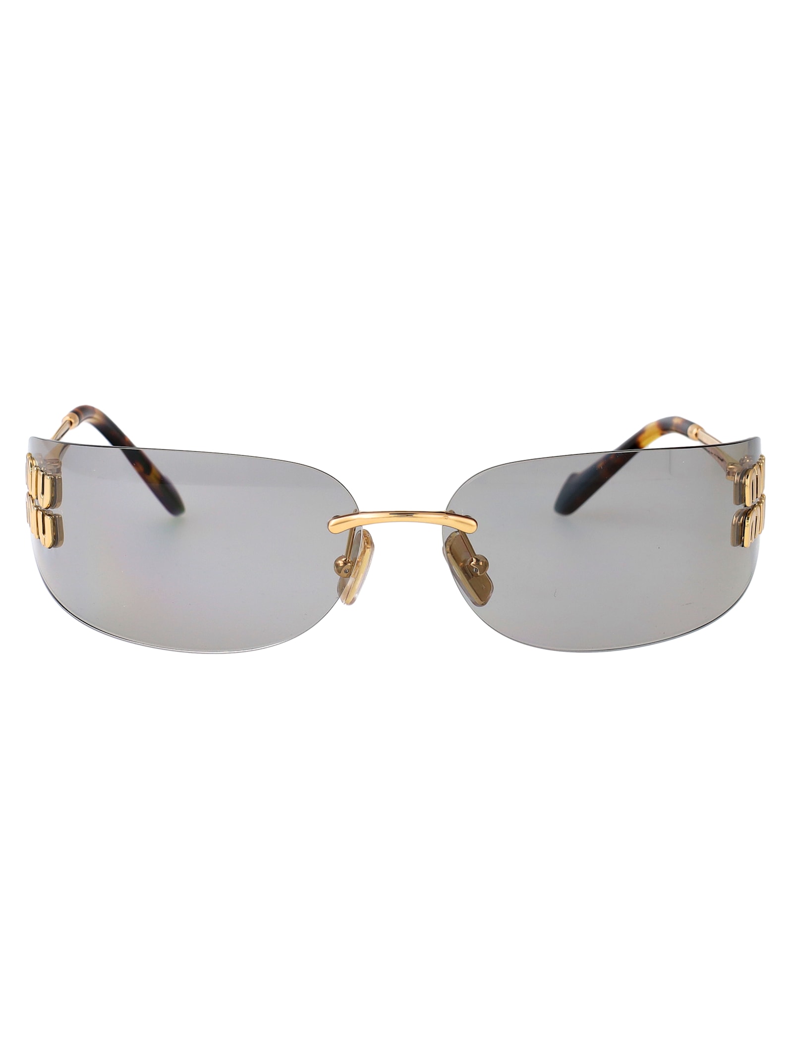 Miu Miu 0mu A51s Runway 5ak50k Oro Metal Sunglasses In Gray