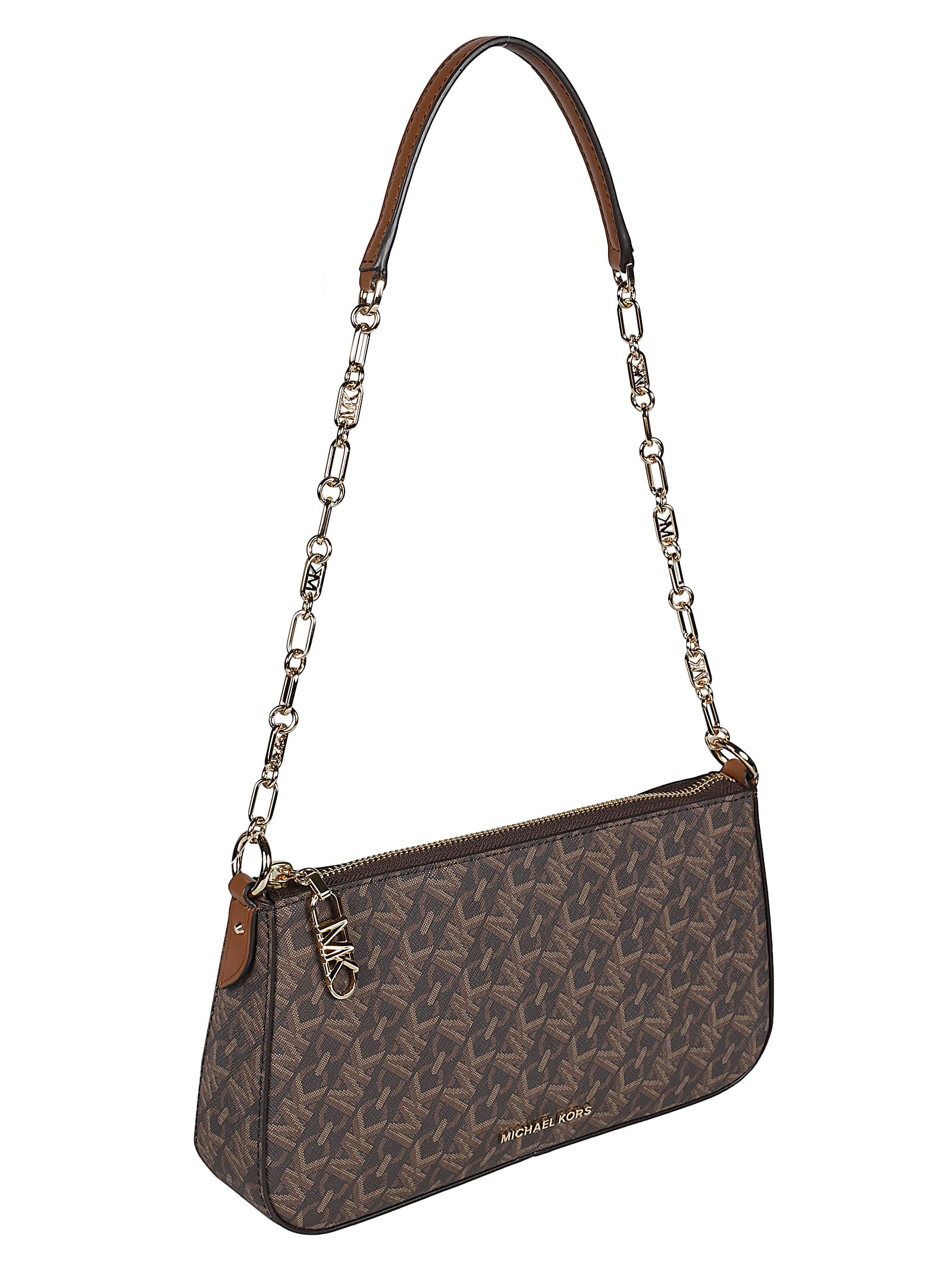 Shop Michael Kors Medium Empire Chain Pouchette In Brown/luggage