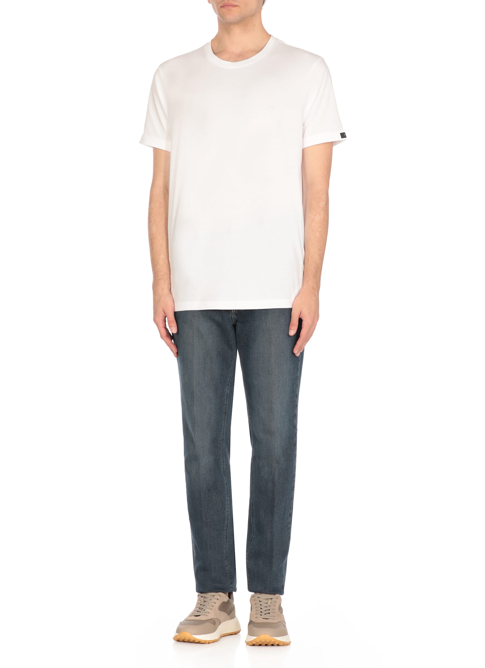 Fay Logo-patch Cotton T-shirt In White