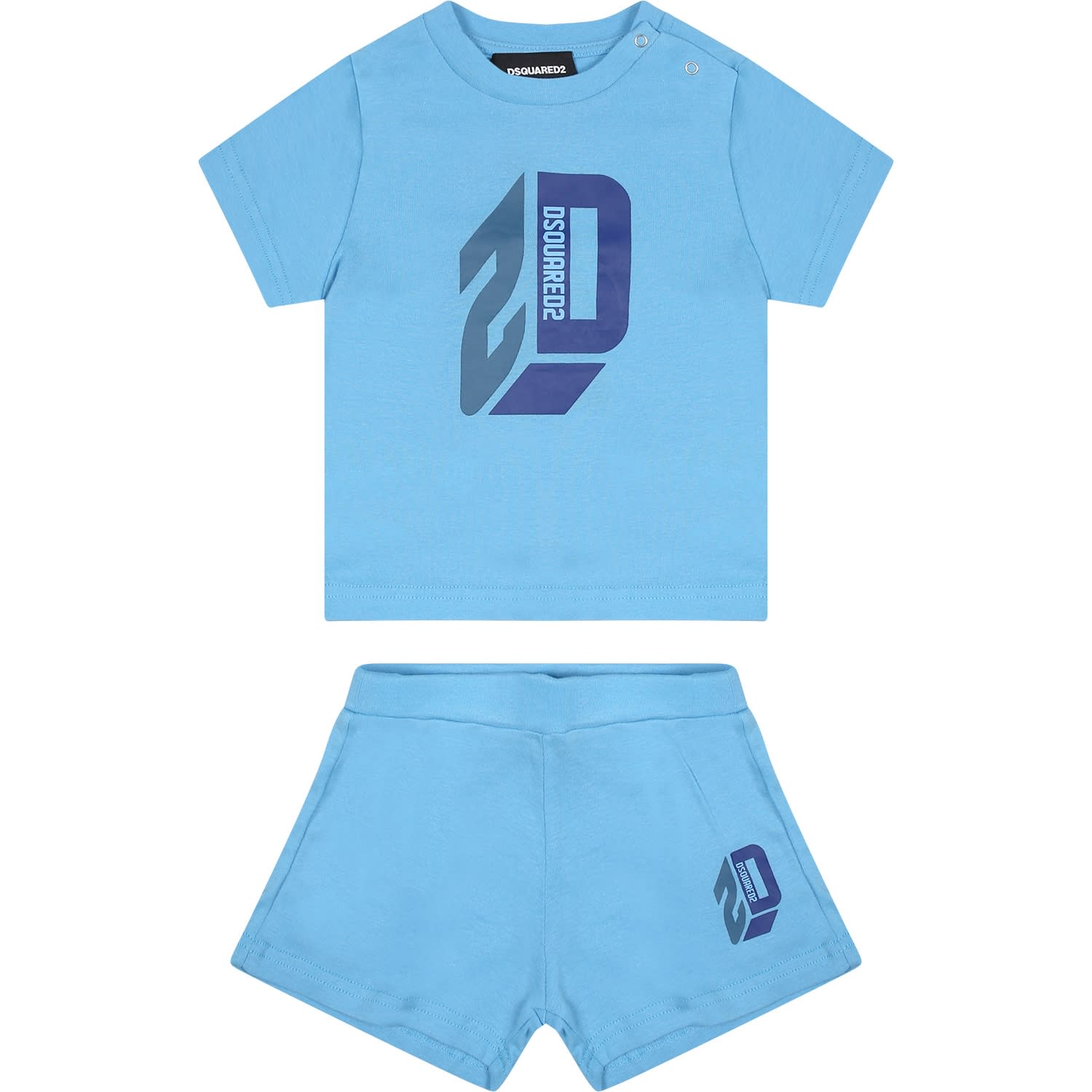 Dsquared2 Light Blue Suit For Baby Boy With Logo