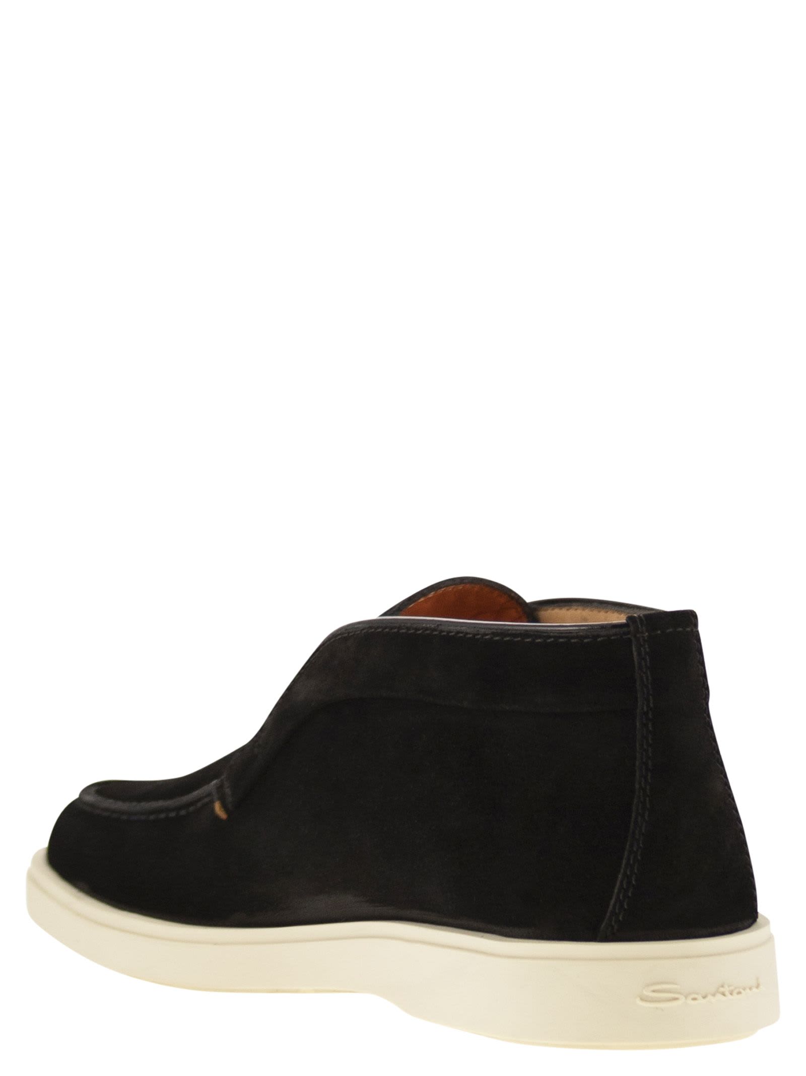 Shop Santoni Suede Desert Boot In Black