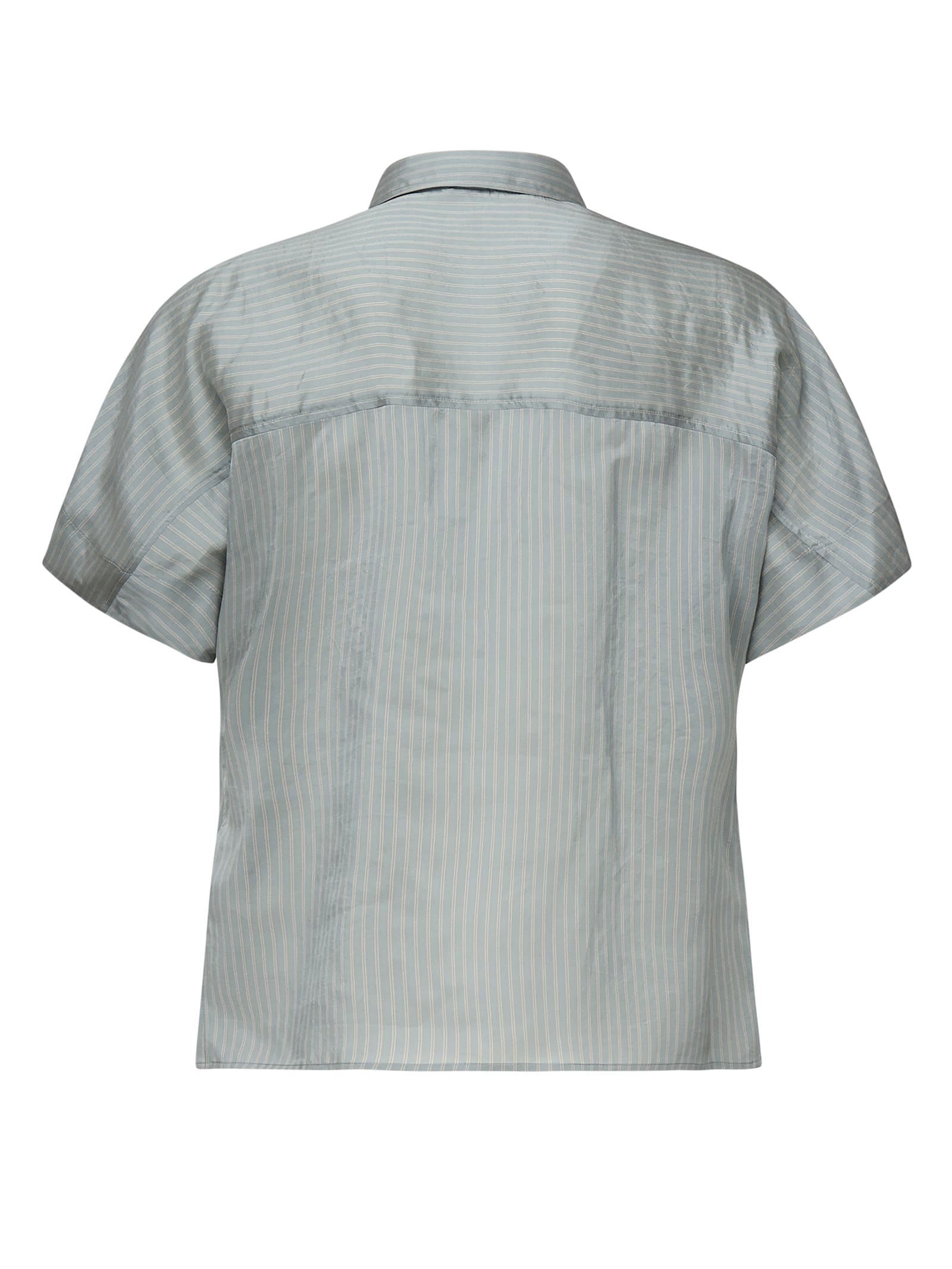 Fay Viscose Silk Striped Sailor Collar Shirt