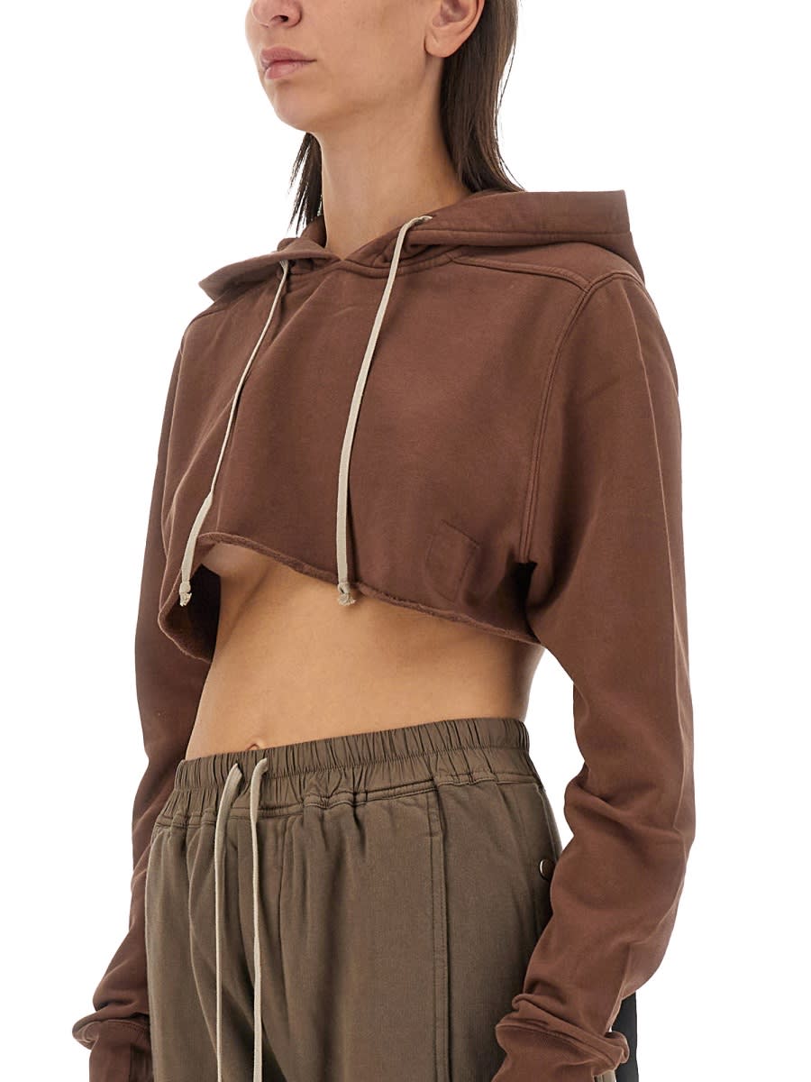 Shop Drkshdw Cropped Sweatshirt In Brown