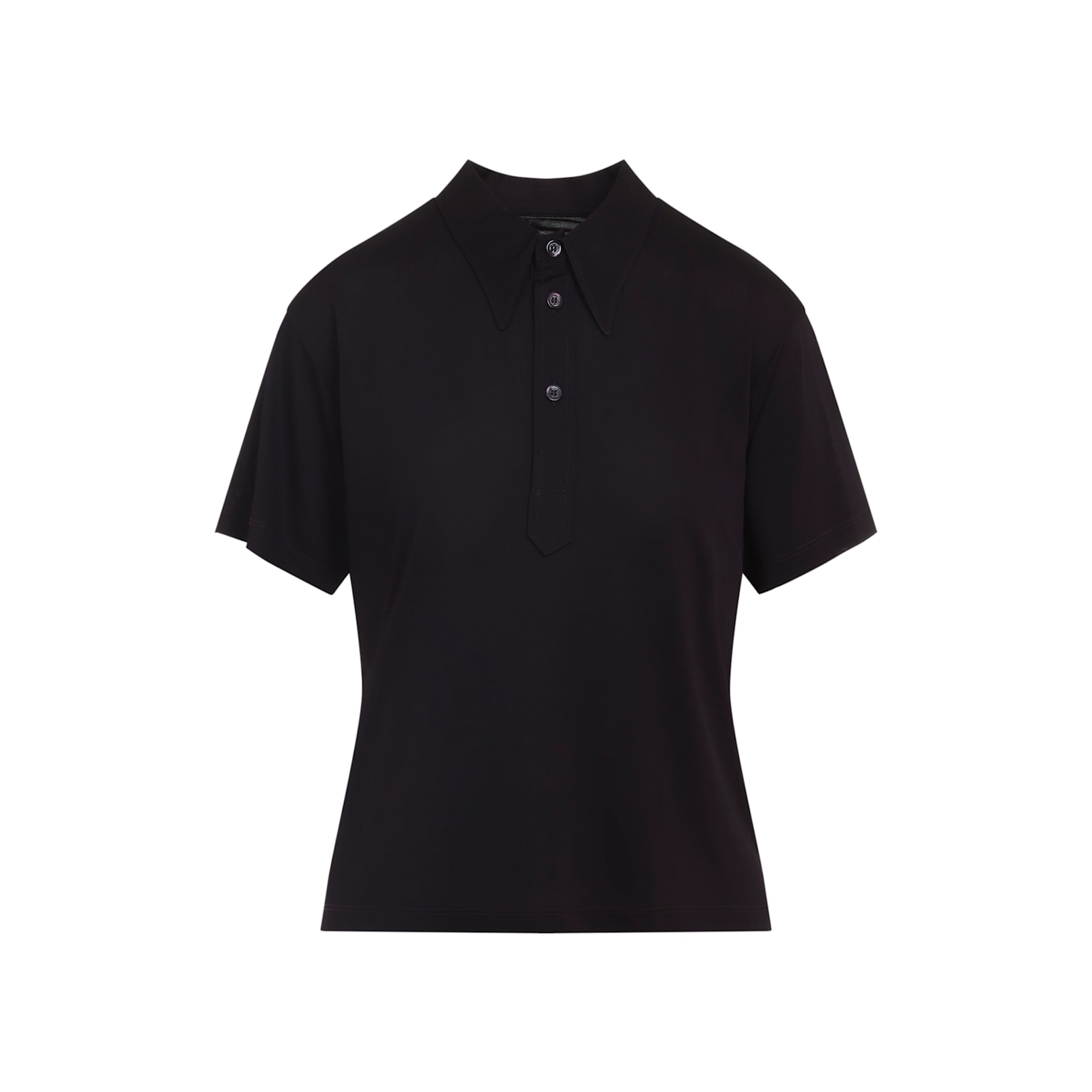 Maison Margiela Polo Shirt With Short Sleeves And Straight Hem In Blue