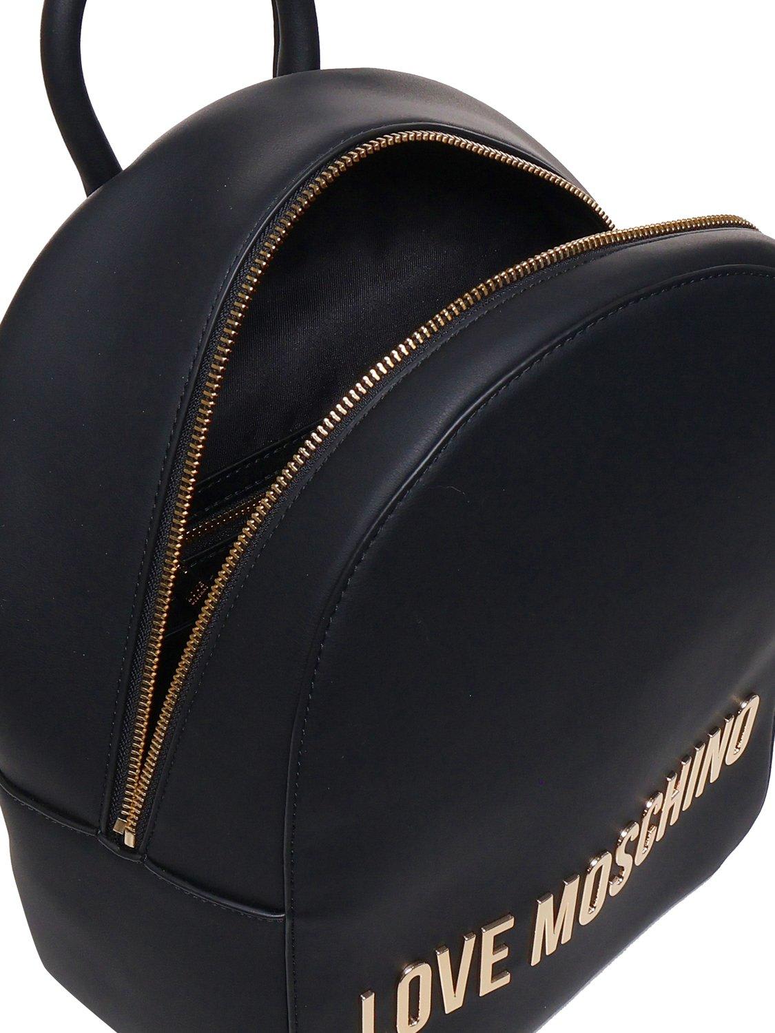 Shop Moschino Logo Lettering Zipped Backpack In Nero