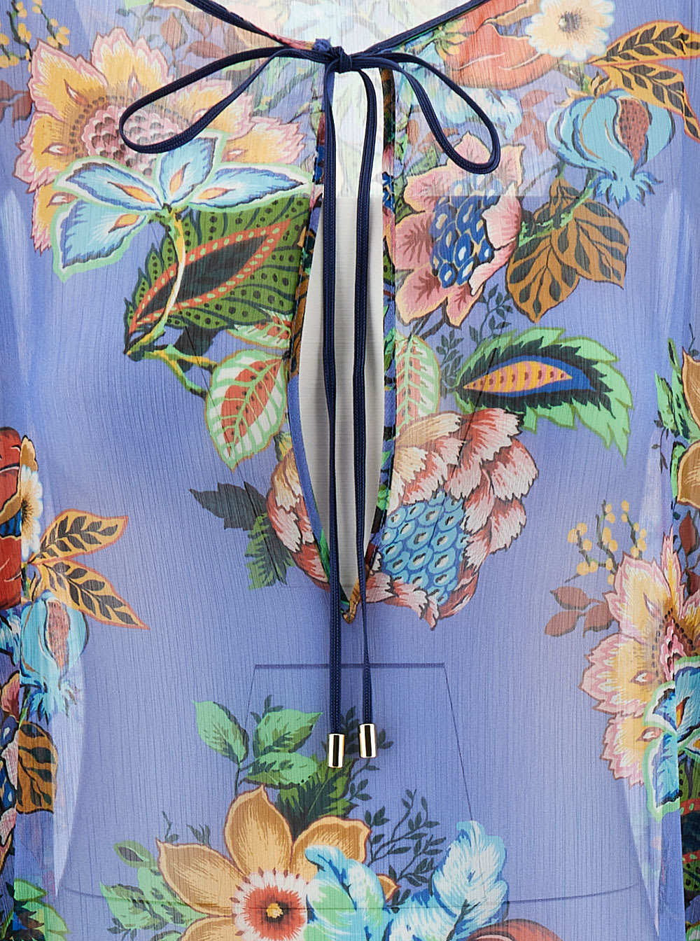 Shop Etro Long Multicolor Kaftan With Bouquet-inspired Print In Viscose Woman In Clear Blue