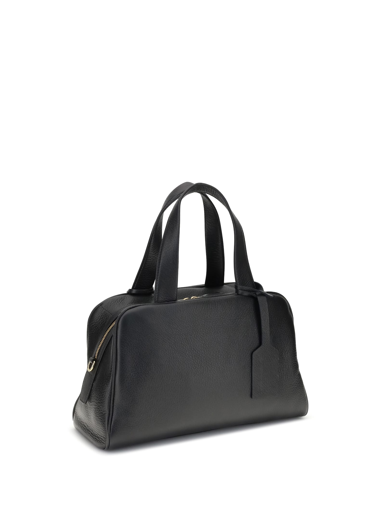 Prada Large Leather Boston Bag In Black