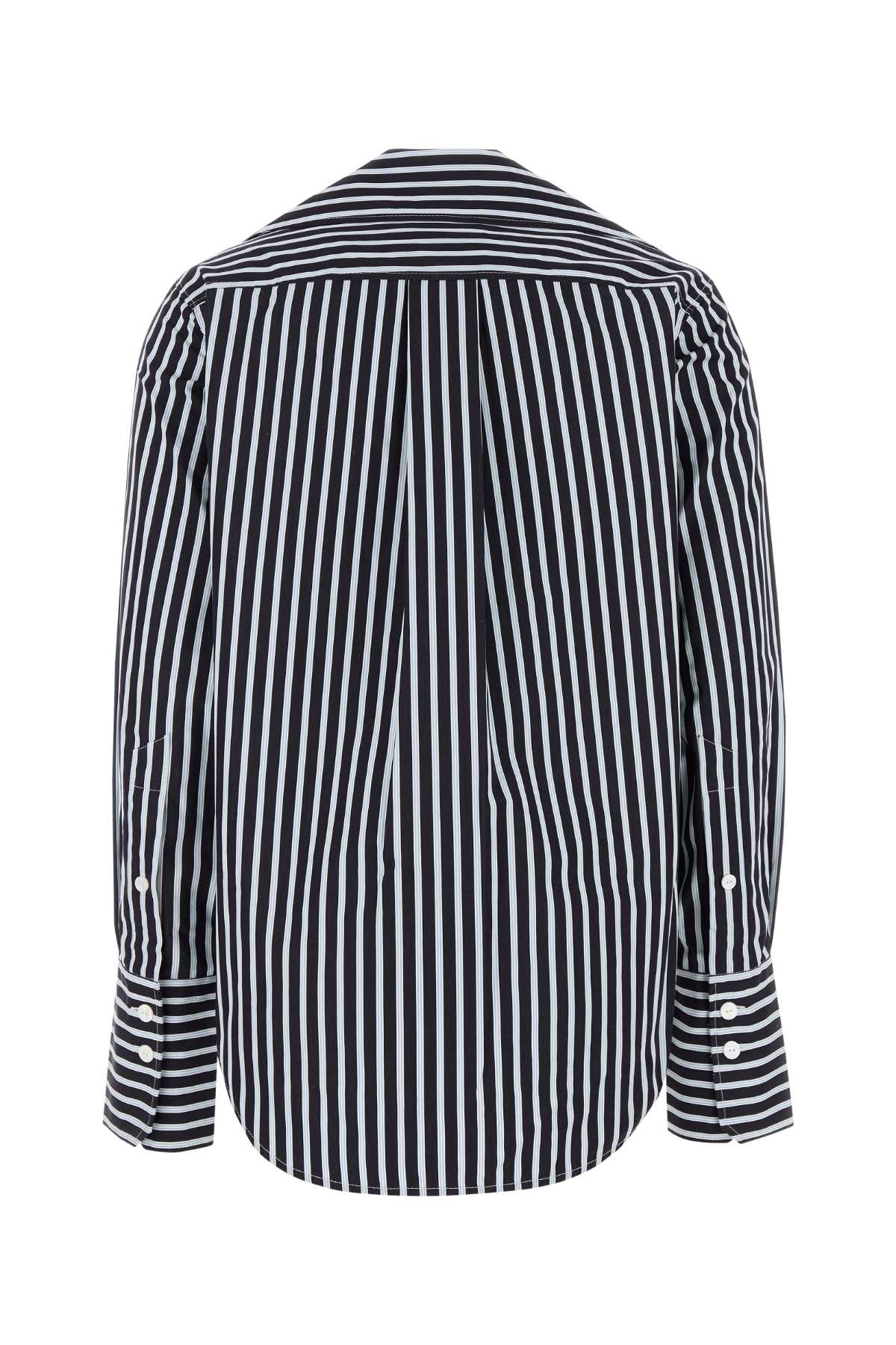 Patou Embroidered Poplin Violin Shirt In Navystripes