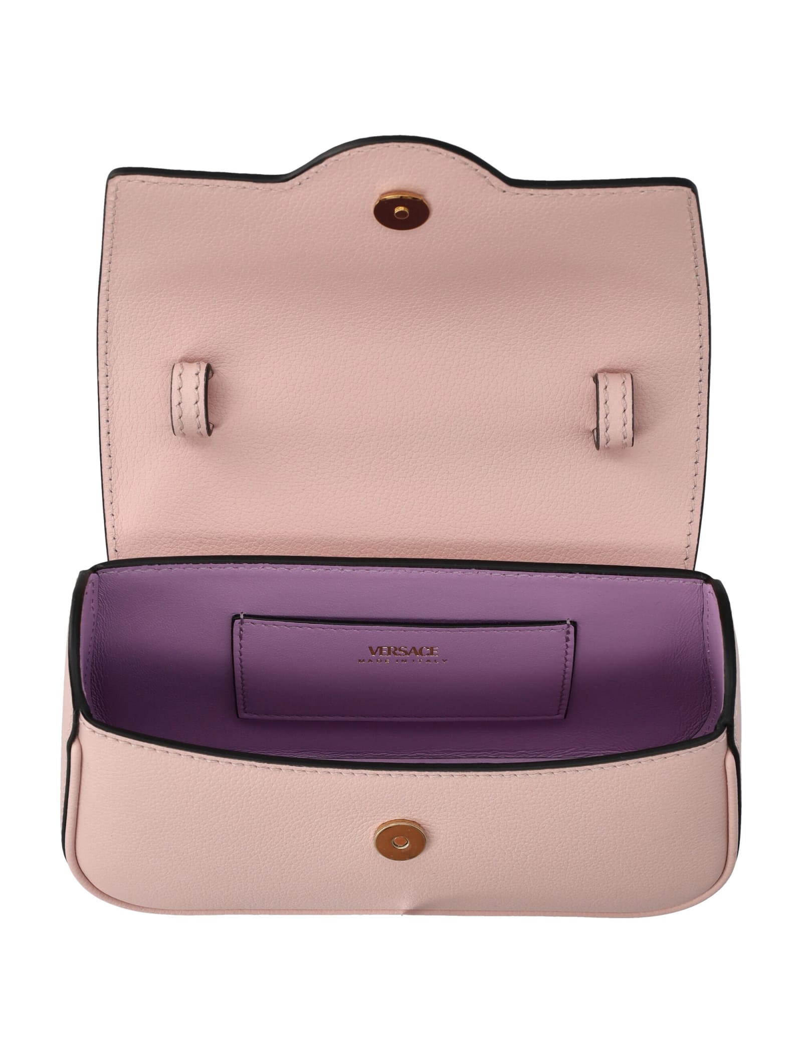 Shop Versace Horizontal Mini Top Handle Bag In Dusty Rose