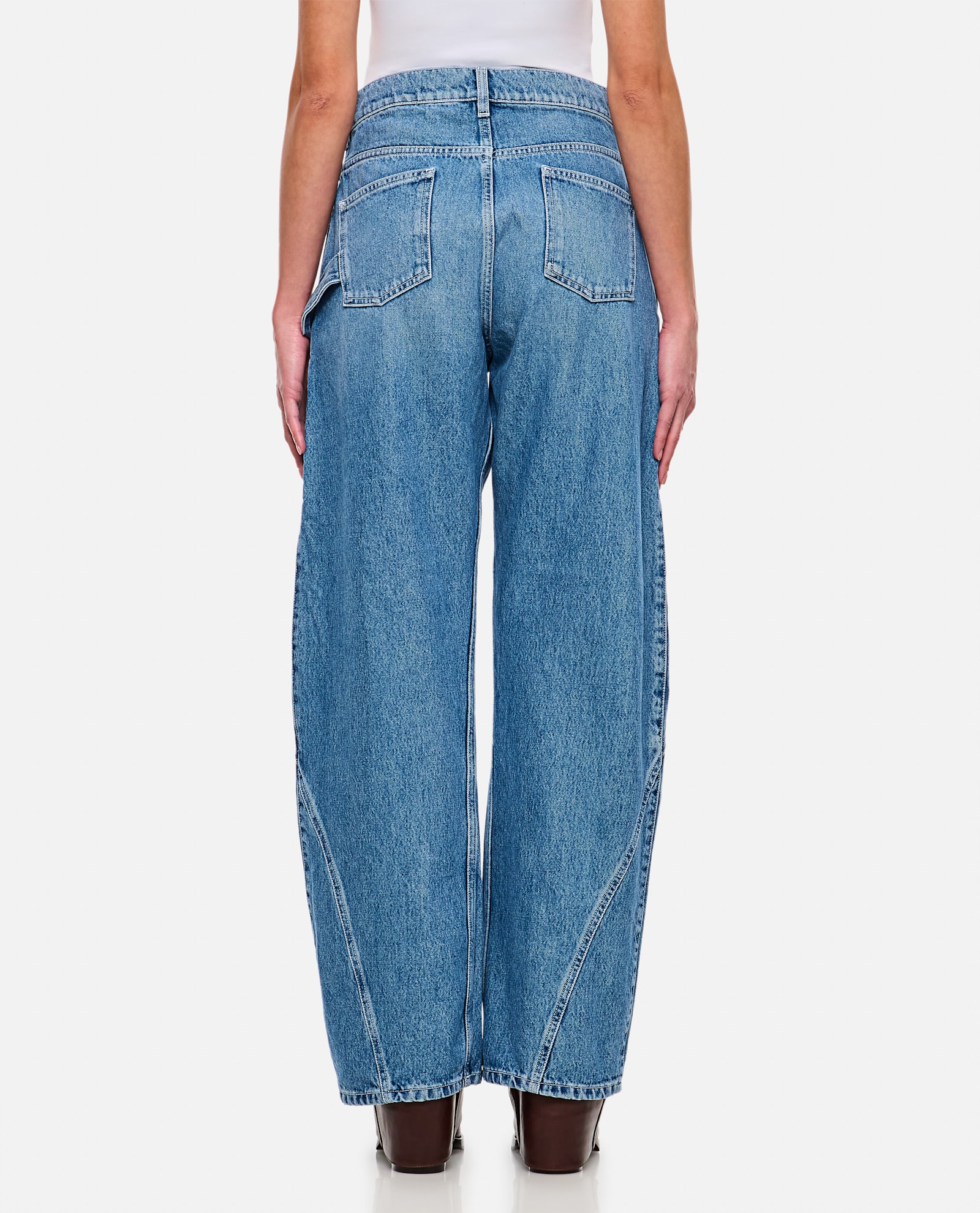 Jw Anderson Twisted Midrise Workwear Boyfriend Jeans In Clear Blue