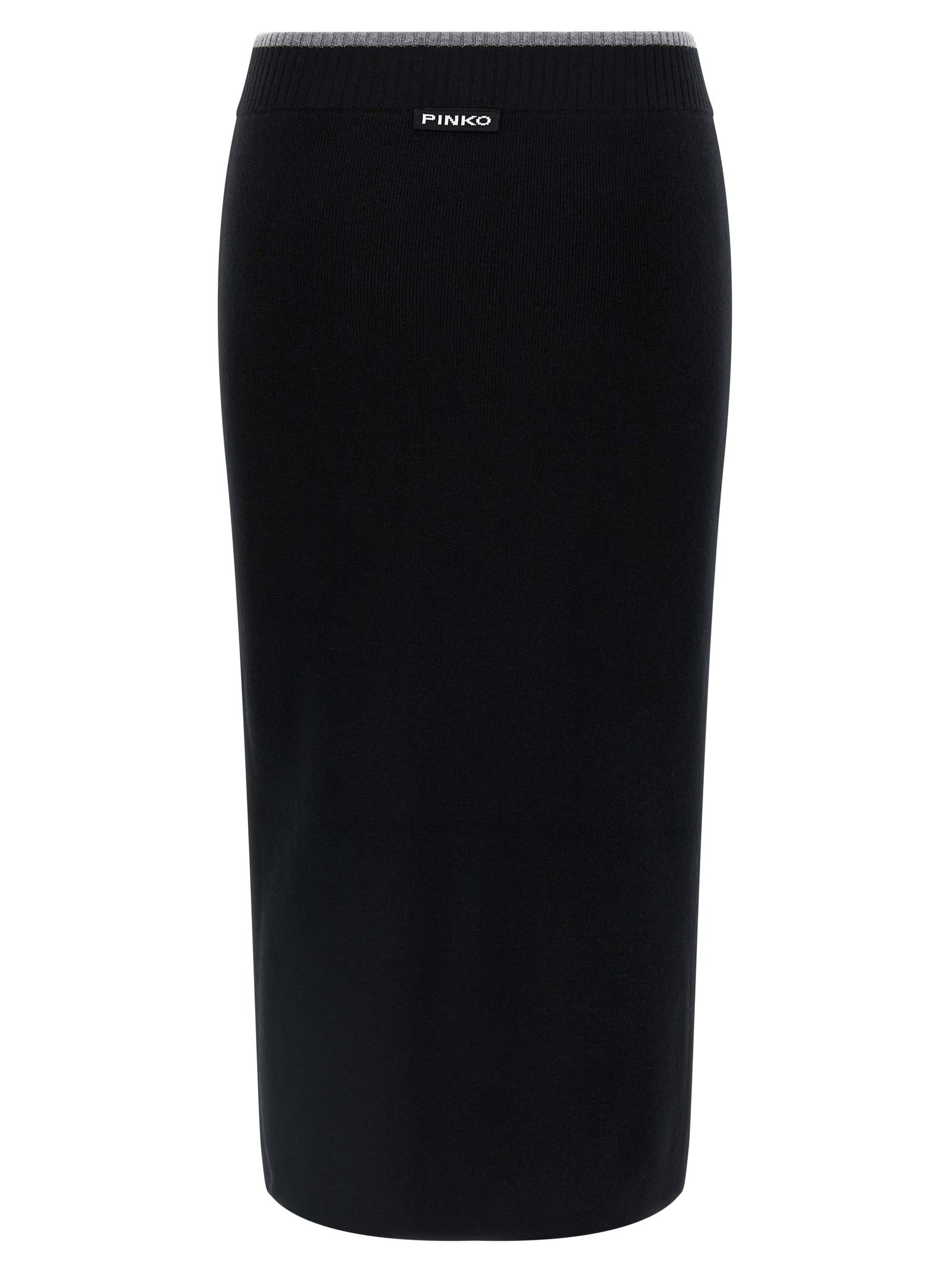 Pinko Nuova Guinea Ribbed Knit Skirt In Black