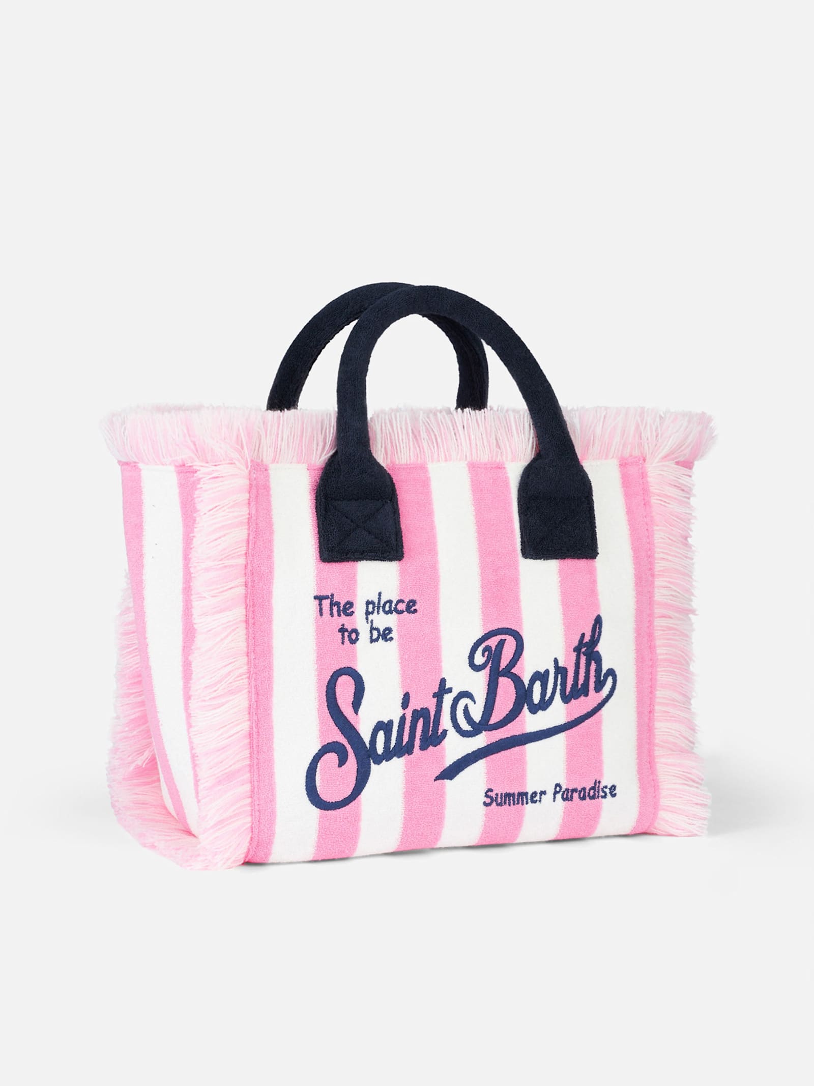 Mc2 Saint Barth Terry Striped Colette Sponge Handbag In Pink