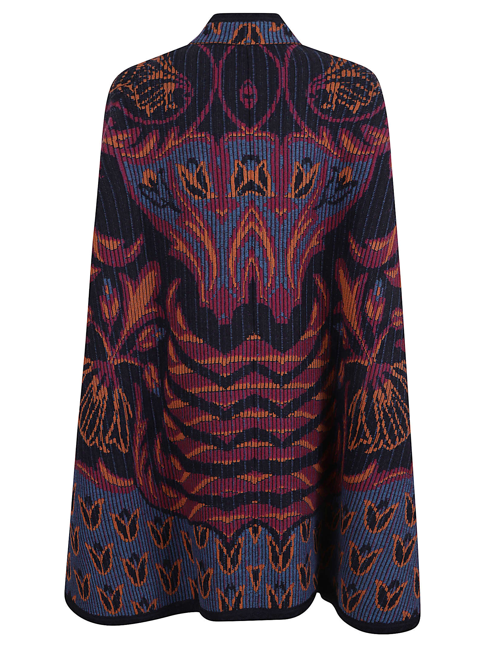 Etro Jacquard Wool And Cotton-blend Cape In Burgundy