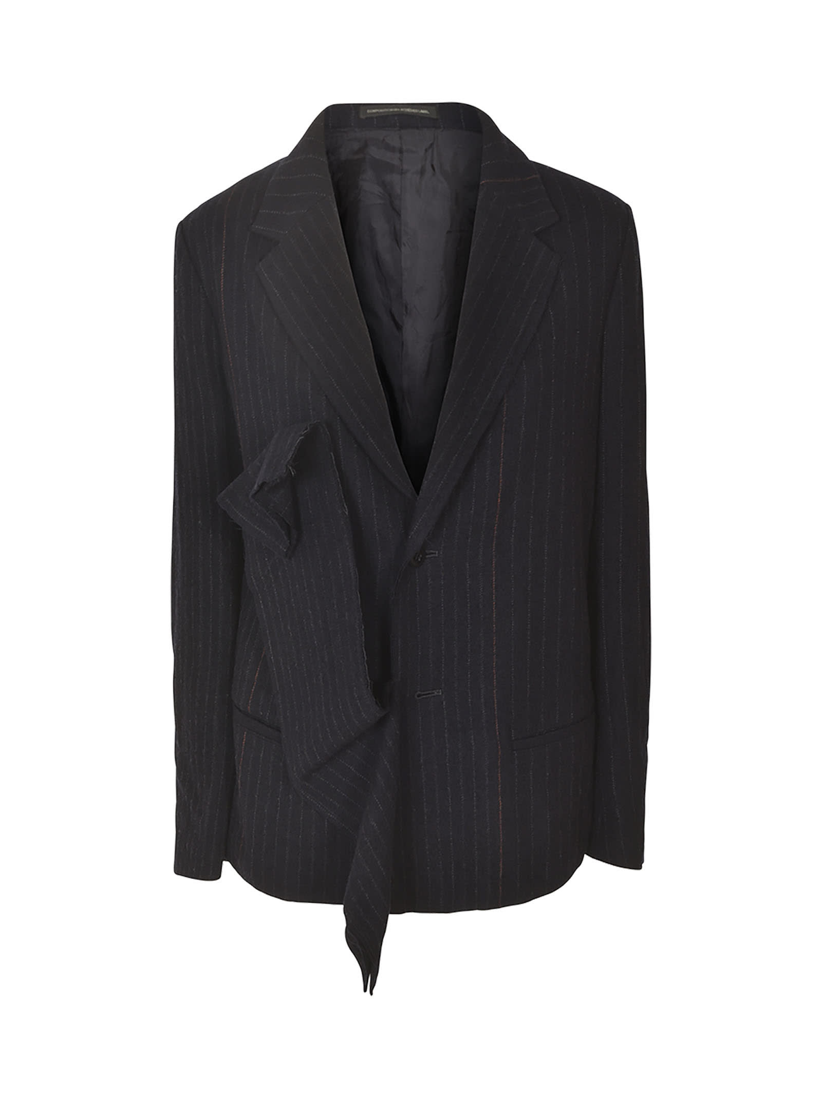 YOHJI YAMAMOTO DISTRESSED EFFECT STRIPE BLAZER 