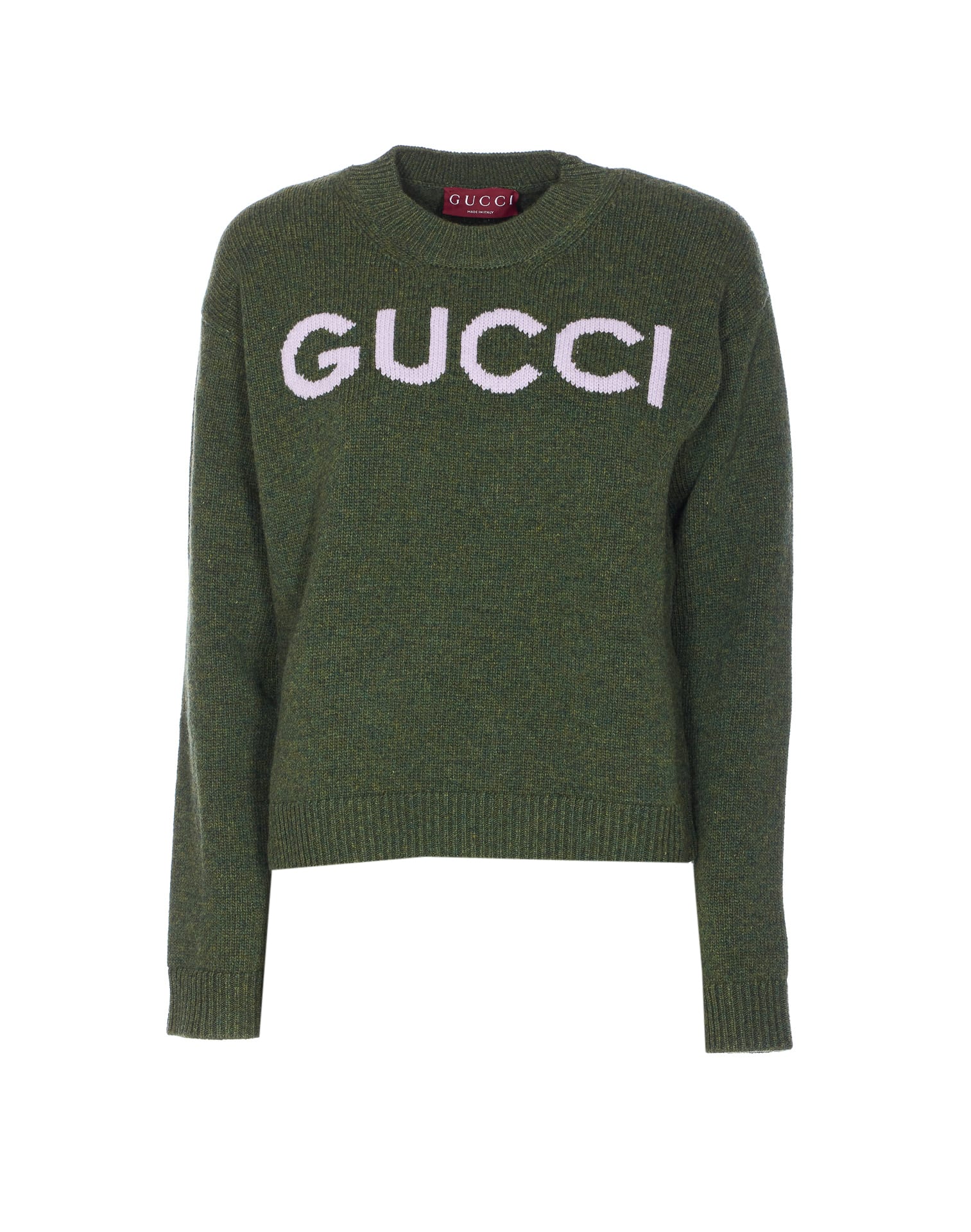Gucci Sweater With Crew Neck In Wool In Green