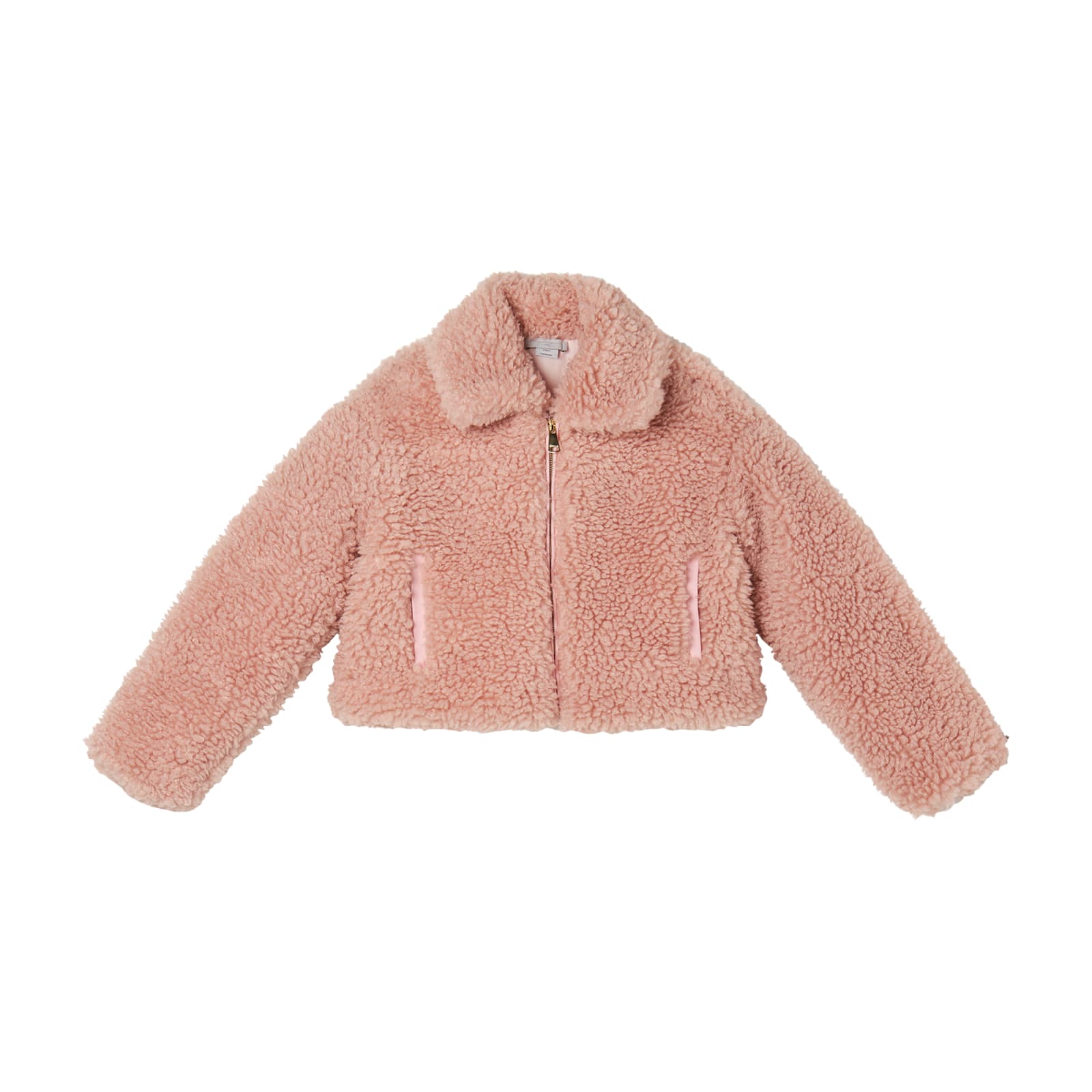 Stella Mccartney Kids' Faux Fur Coat With Zip In Pink