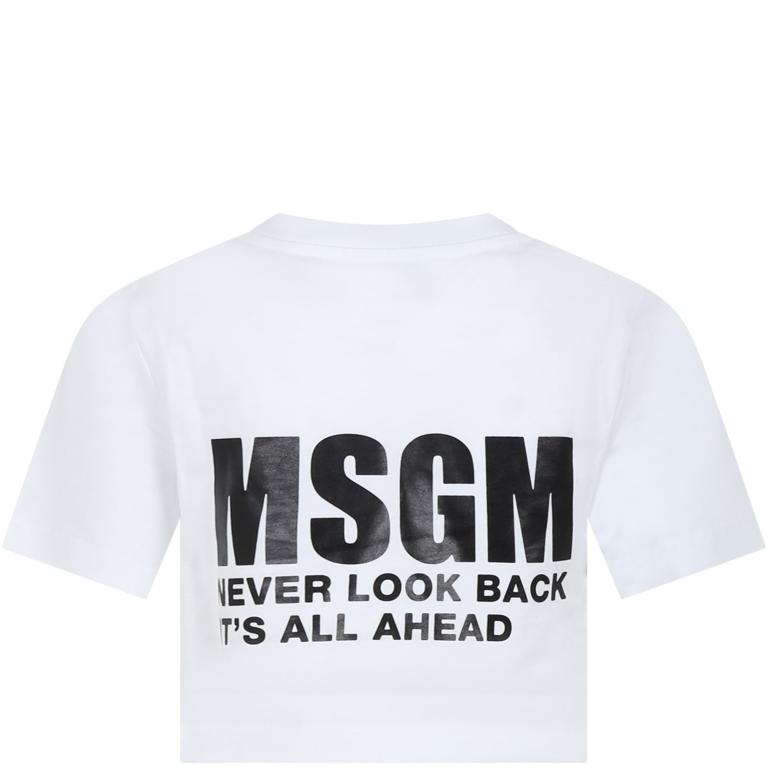Msgm Kids' White T-shirt For Girl With Logo