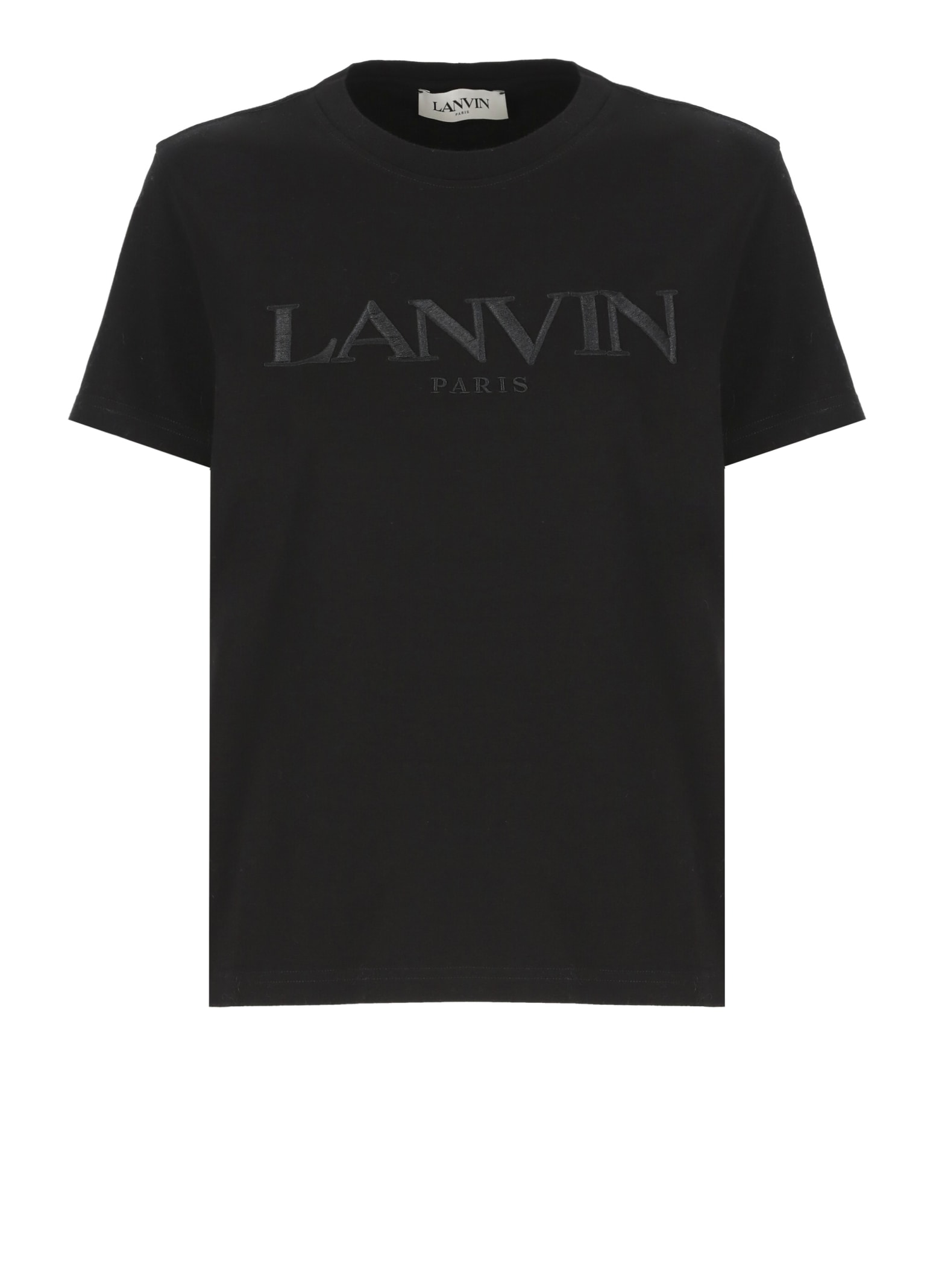 Shop Lanvin Cotton Logoed T-shirt In Black