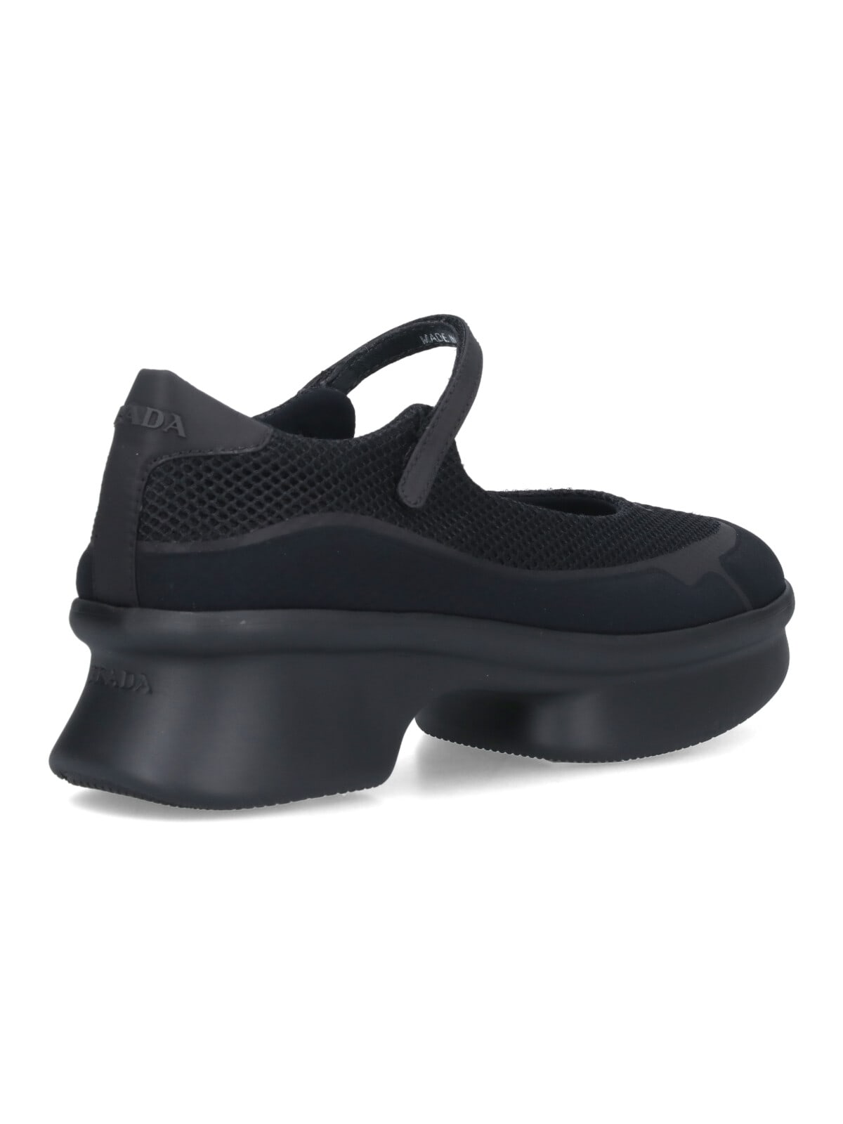 Prada Wavy Mesh Platform Ballerina Shoes In Black
