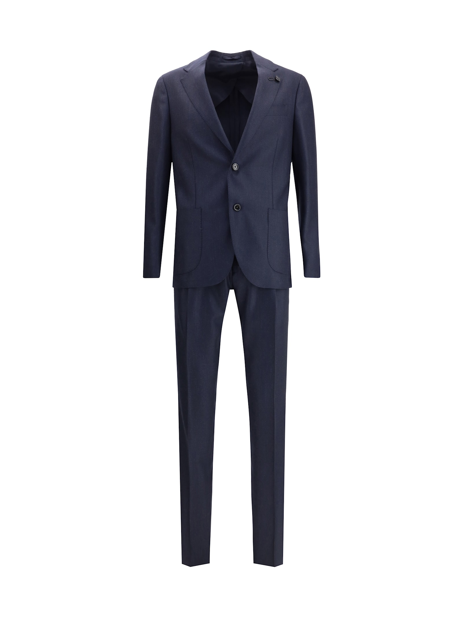 Lardini Checked Single-breasted Suit In Blue