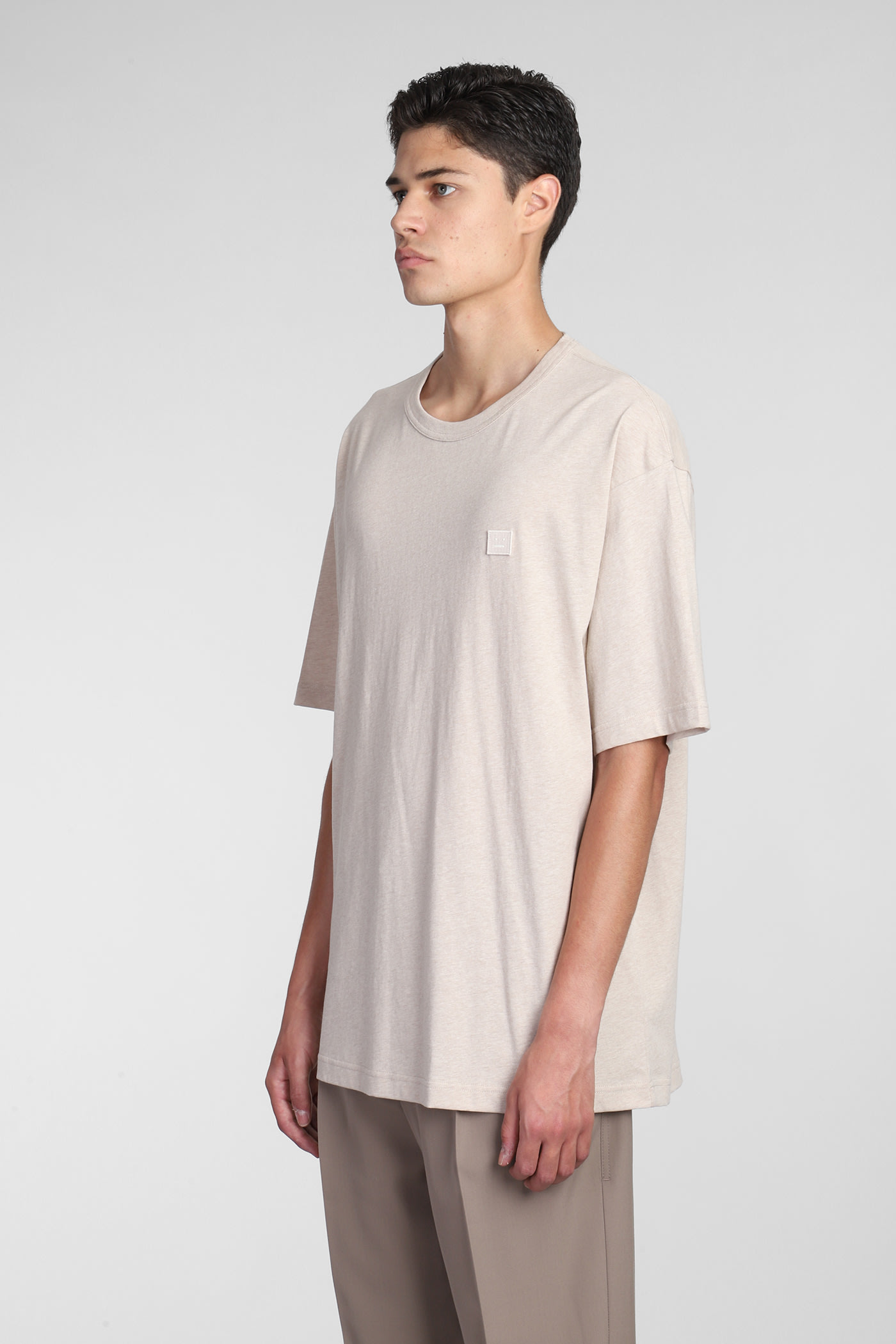 Shop Acne Studios T-shirt In Beige Cotton In Oatmeal Melange