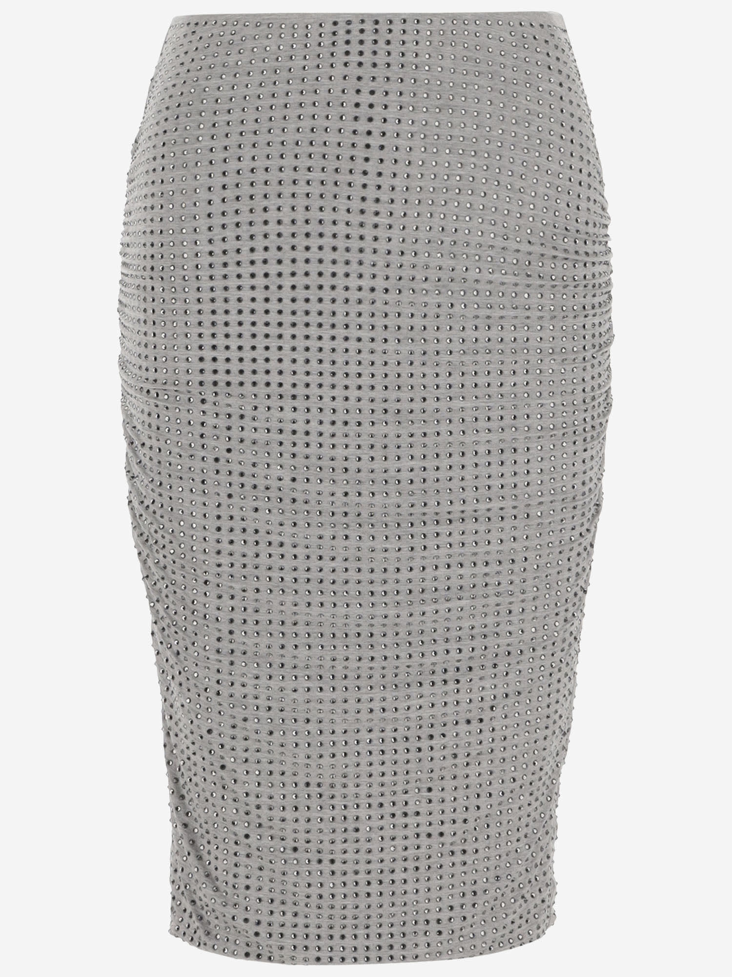 Shop Pinko Kedrin Viscose Blend Skirt With Rhinestones In Grey